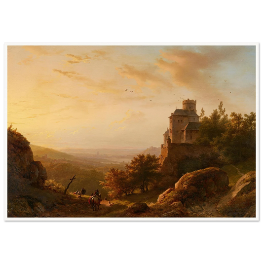 Landschaft mit Burg (1852) Art Print | Barend Cornelis Koekkoek - Framed Poster - 30x40 cm / 12x16″ - Black frame