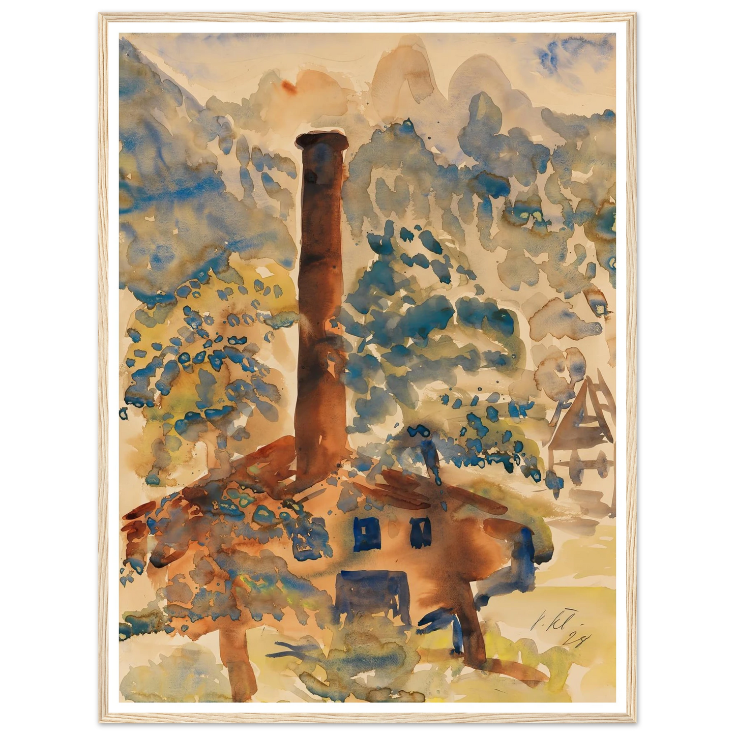 Landschaft mit Fabrik (1928) Art Print | Paul Kleinschmidt - Framed Poster - 30x40 cm / 12x16″ - Black frame