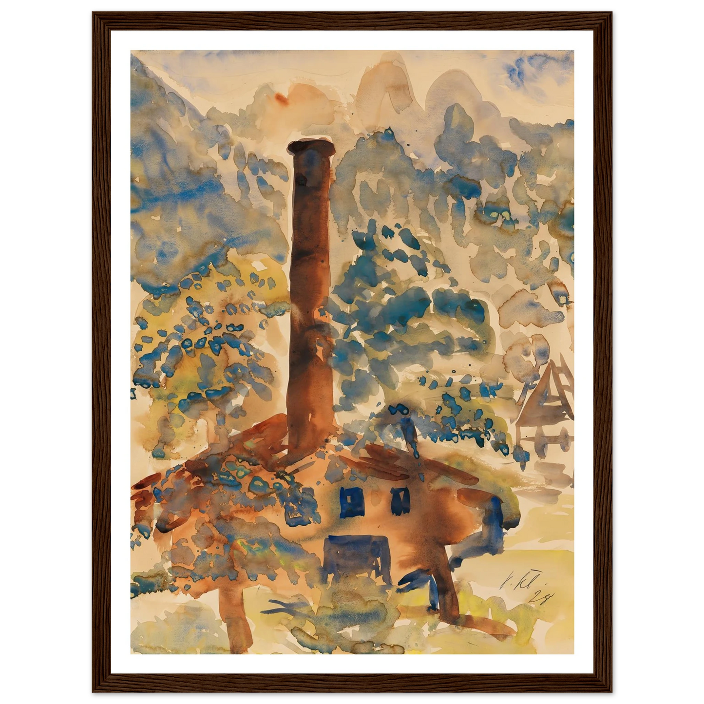 Landschaft mit Fabrik (1928) Art Print | Paul Kleinschmidt - Framed Poster - 30x40 cm / 12x16″ - Black frame