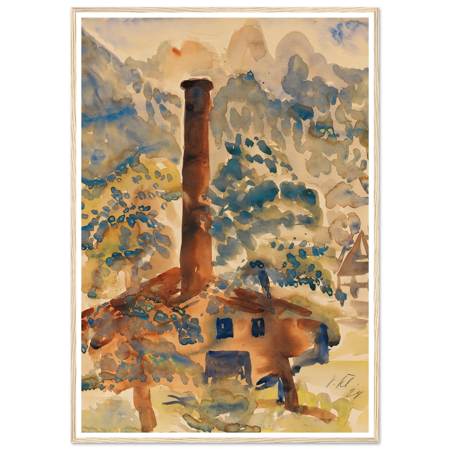 Landschaft mit Fabrik (1928) Art Print | Paul Kleinschmidt - Framed Poster - 30x40 cm / 12x16″ - Black frame