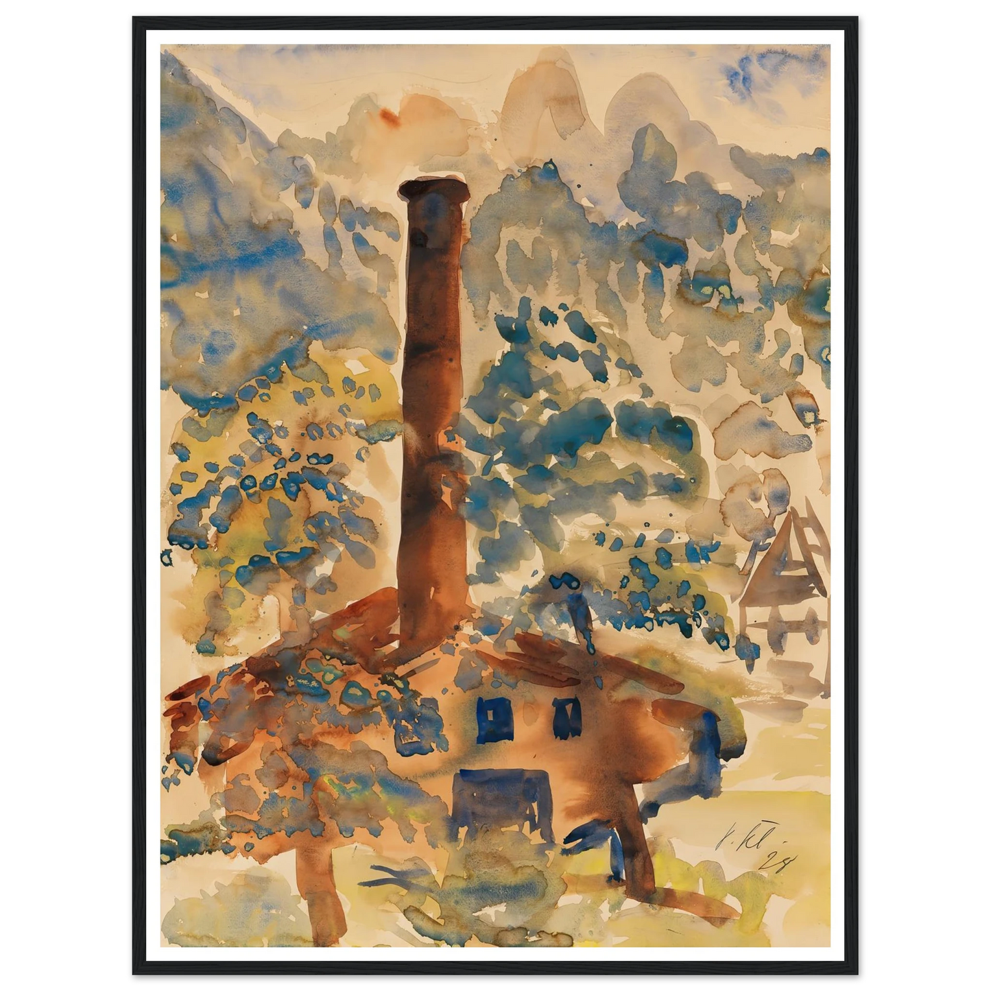 Landschaft mit Fabrik (1928) Art Print | Paul Kleinschmidt - Framed Poster - 30x40 cm / 12x16″ - Black frame