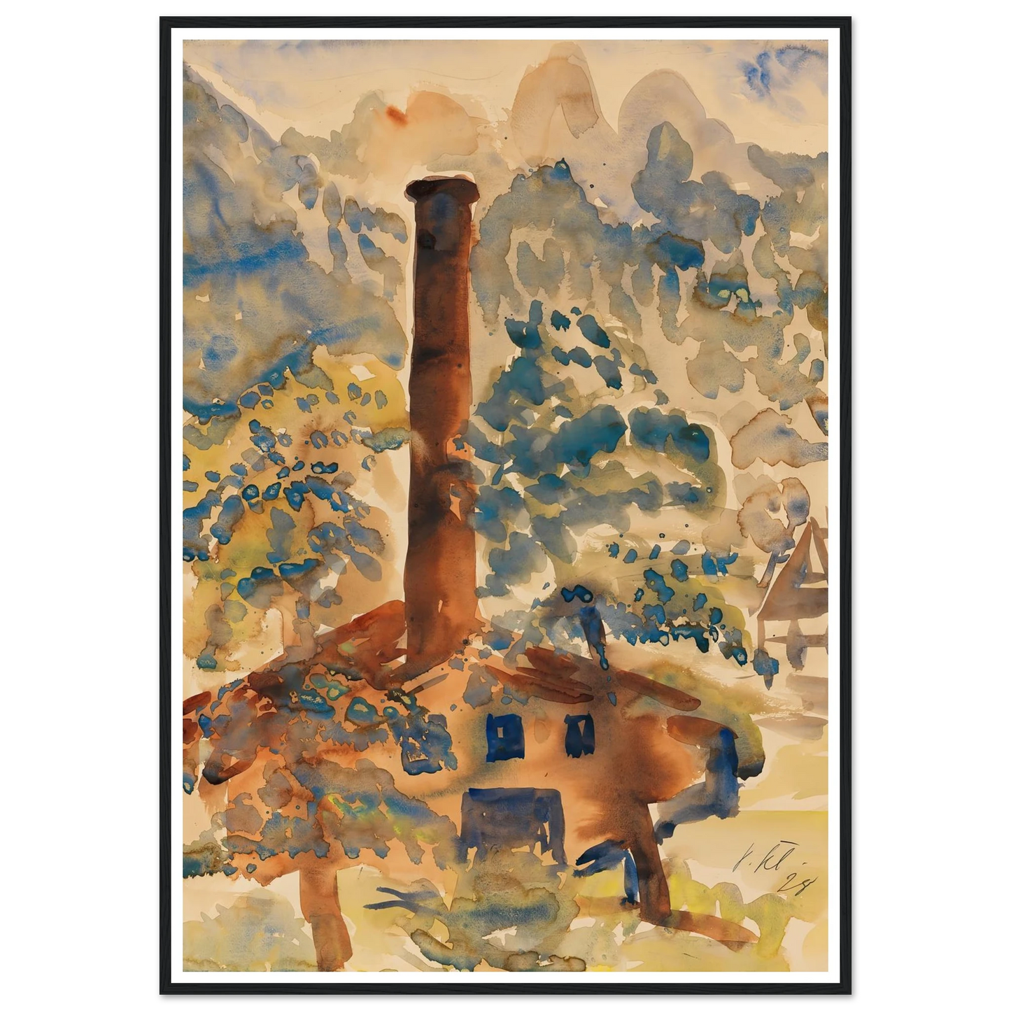Landschaft mit Fabrik (1928) Art Print | Paul Kleinschmidt - Framed Poster - 30x40 cm / 12x16″ - Black frame