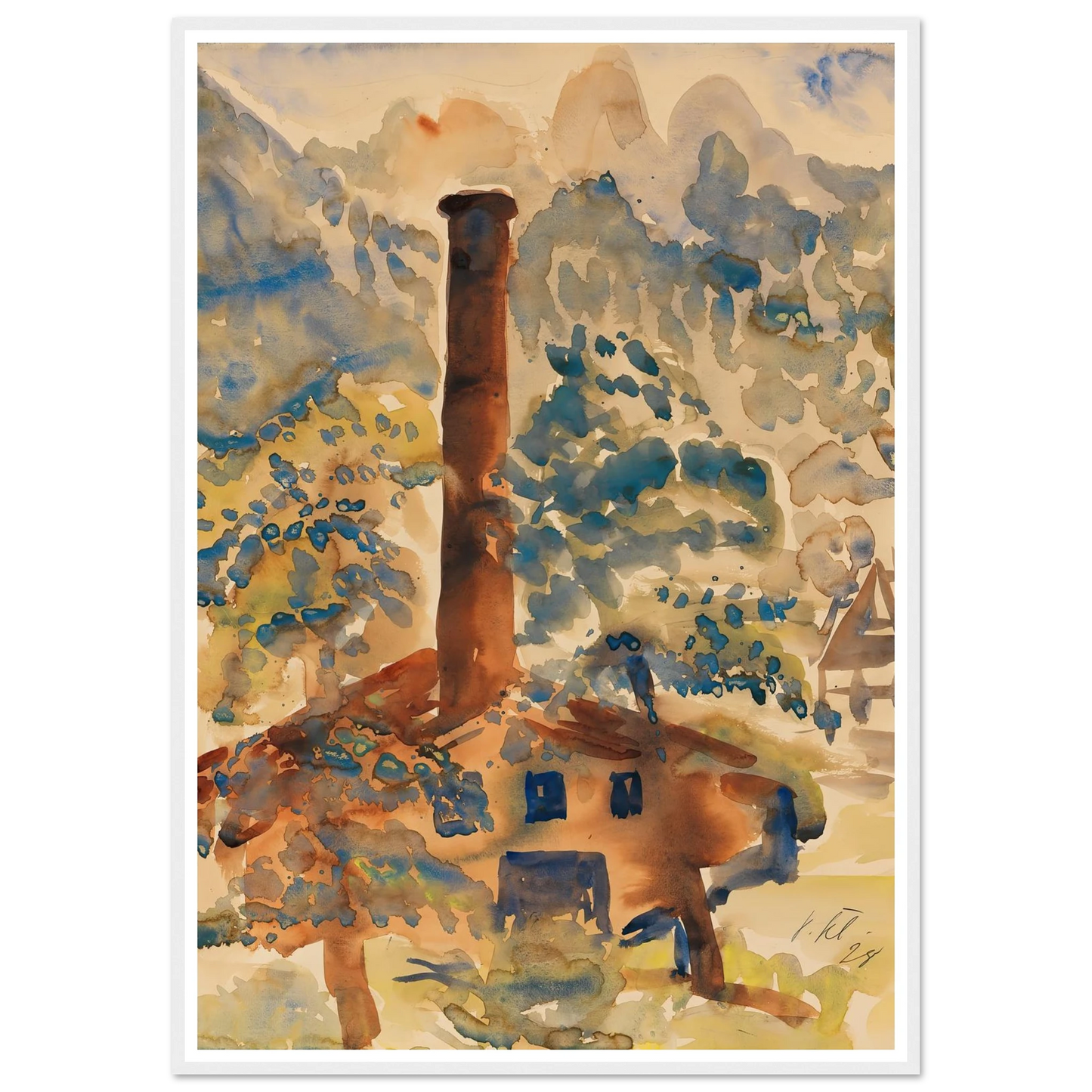 Landschaft mit Fabrik (1928) Art Print | Paul Kleinschmidt - Framed Poster - 30x40 cm / 12x16″ - Black frame