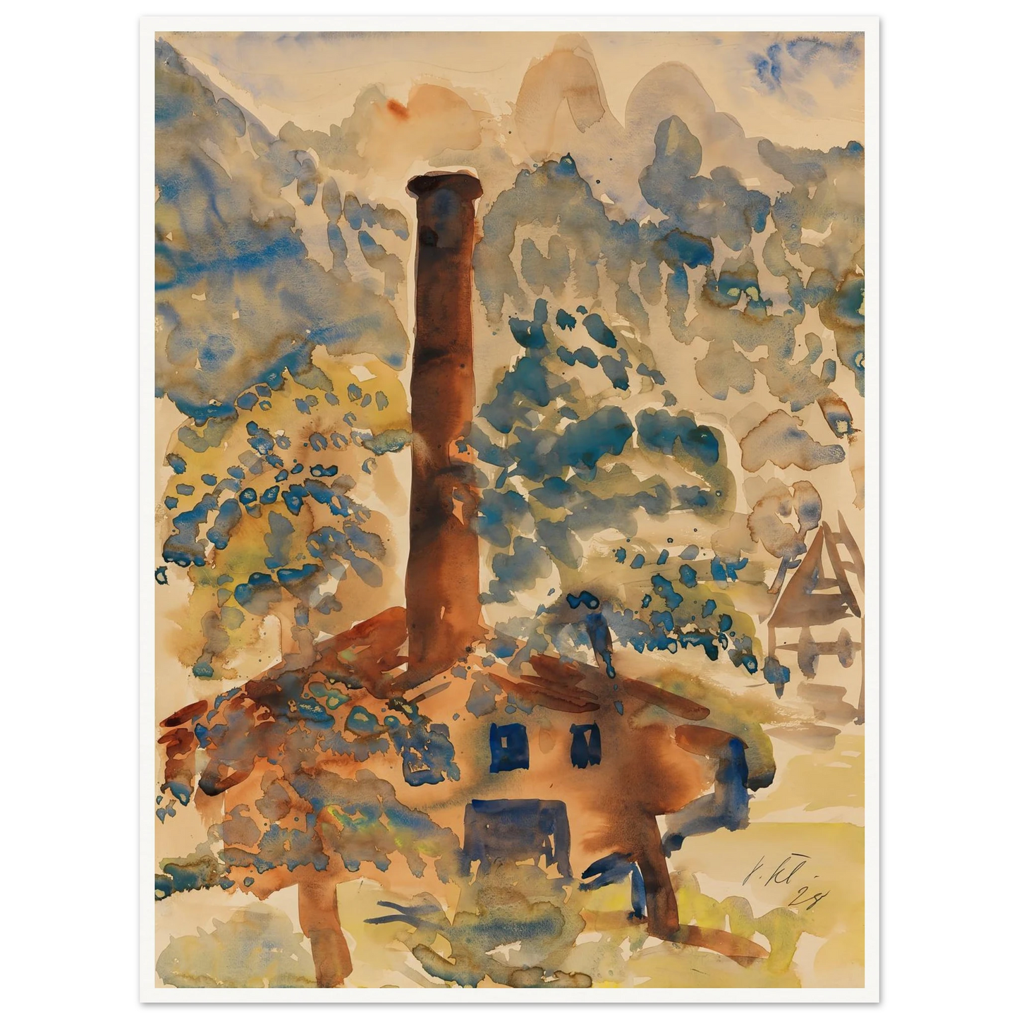 Landschaft mit Fabrik (1928) Art Print | Paul Kleinschmidt - Framed Poster - 30x40 cm / 12x16″ - Black frame