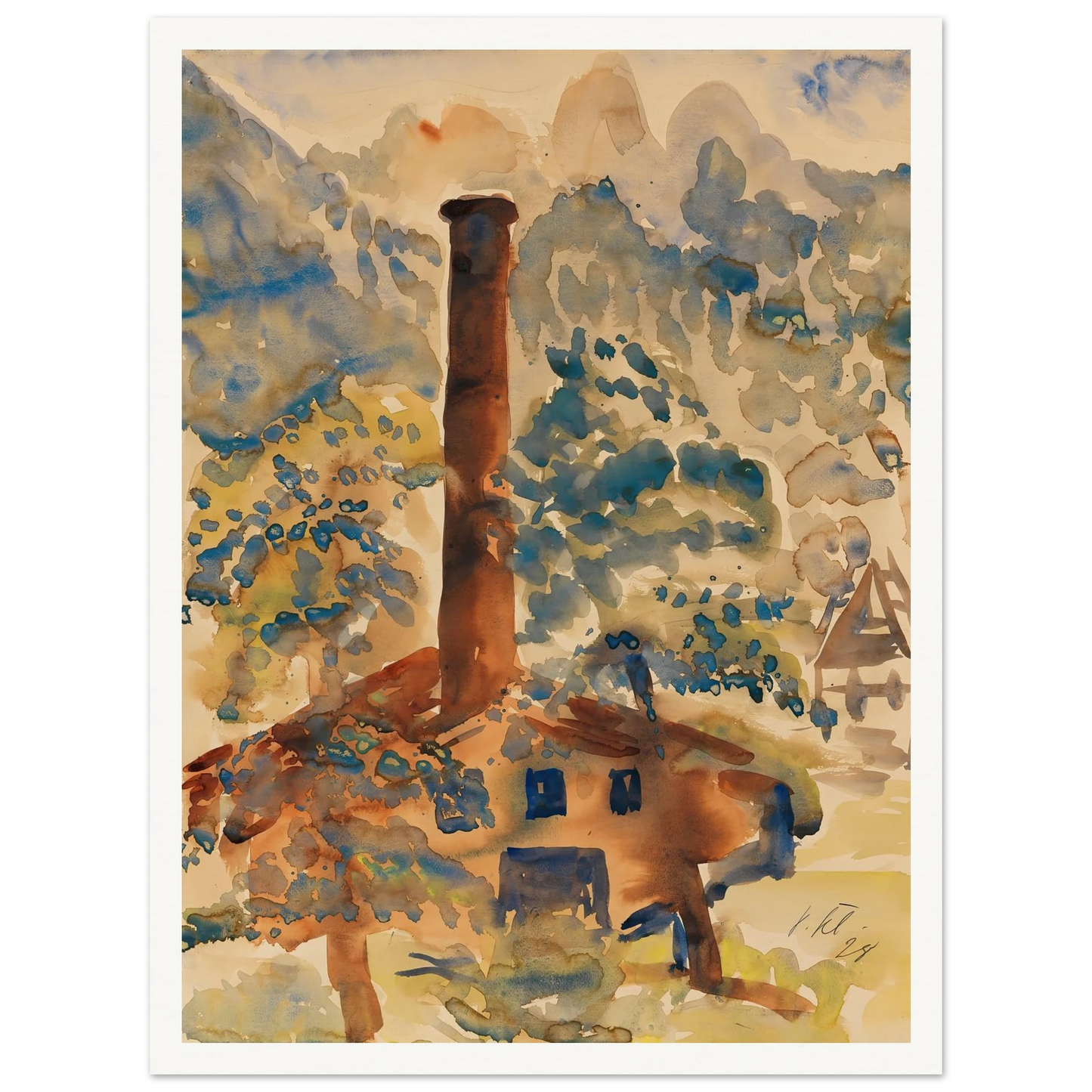 Landschaft mit Fabrik (1928) Art Print | Paul Kleinschmidt - Framed Poster - 30x40 cm / 12x16″ - Black frame