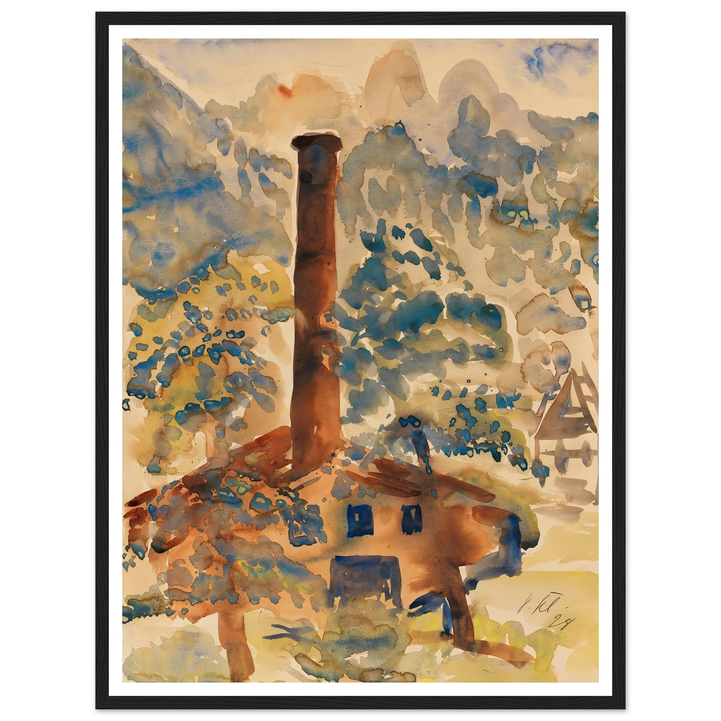 Landschaft mit Fabrik (1928) Art Print | Paul Kleinschmidt - Framed Poster - 30x40 cm / 12x16″ - Black frame