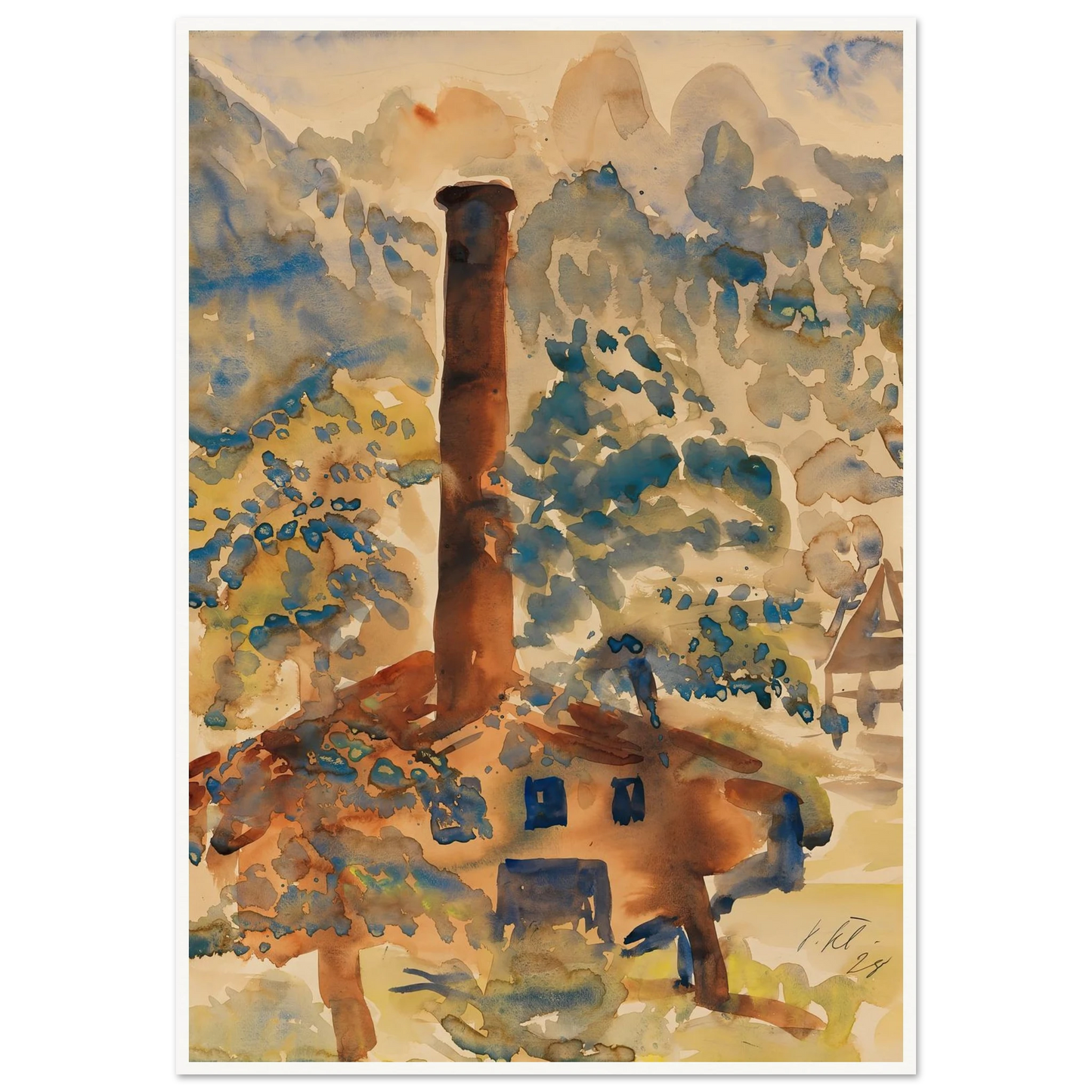 Landschaft mit Fabrik (1928) Art Print | Paul Kleinschmidt - Framed Poster - 30x40 cm / 12x16″ - Black frame
