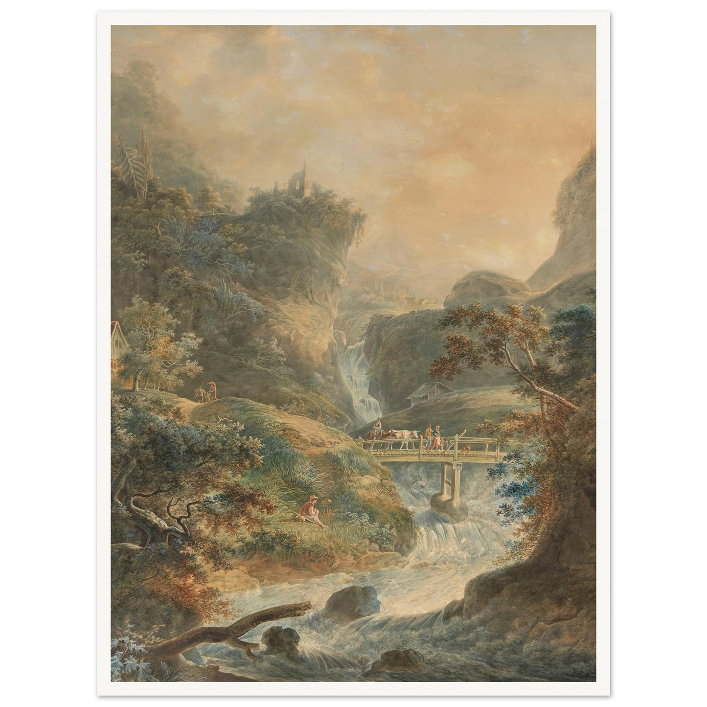 Landschaft mit reißendem Bach im Juragebirge (1790) Art Print | Peter Birmann - Framed Poster - 30x40 cm / 12x16″ - Black frame