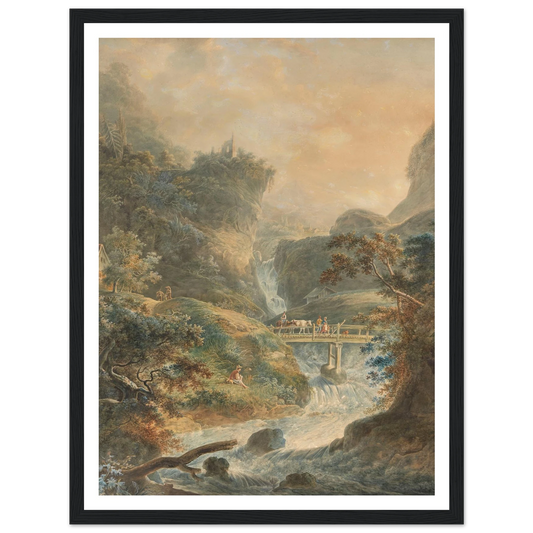 Landschaft mit reißendem Bach im Juragebirge (1790) Art Print | Peter Birmann - Framed Poster - 30x40 cm / 12x16″ - Black frame