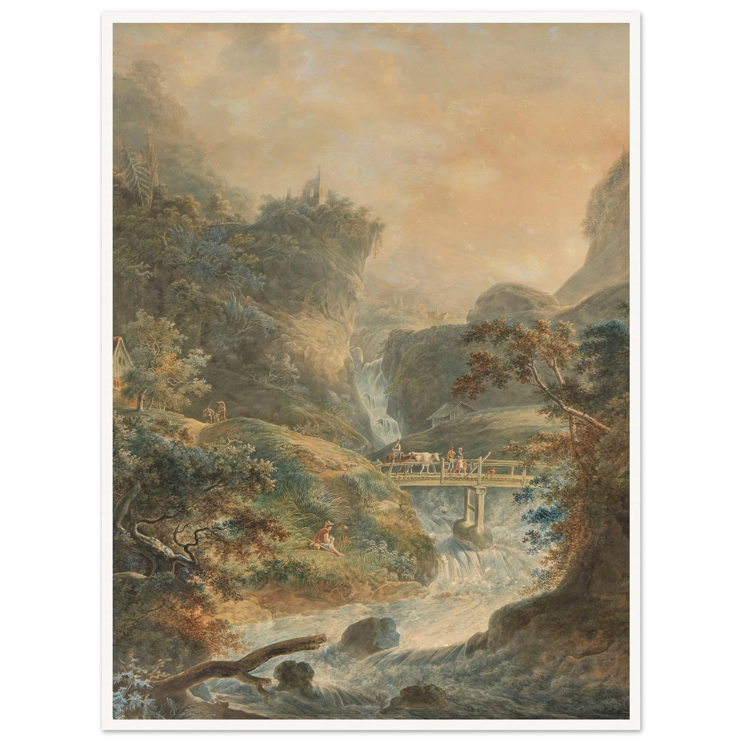 Landschaft mit reißendem Bach im Juragebirge (1790) Art Print | Peter Birmann - Framed Poster - 30x40 cm / 12x16″ - Black frame