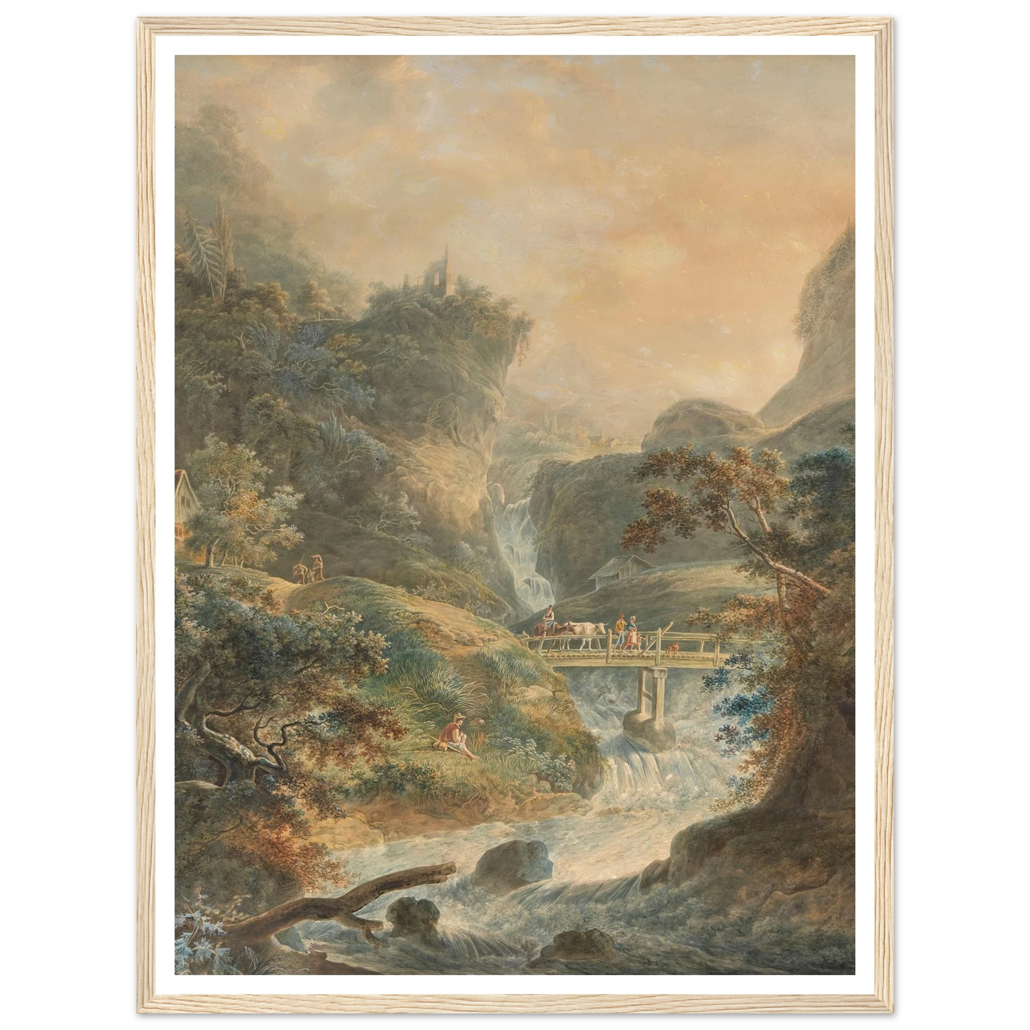 Landschaft mit reißendem Bach im Juragebirge (1790) Art Print | Peter Birmann - Framed Poster - 30x40 cm / 12x16″ - Black frame