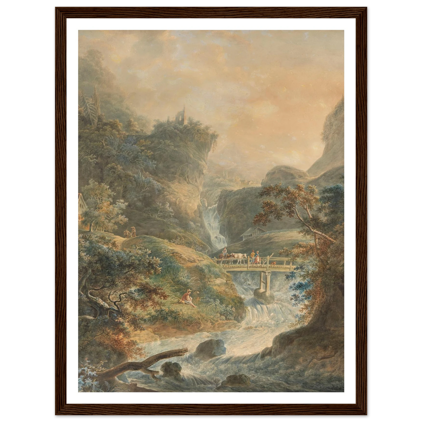 Landschaft mit reißendem Bach im Juragebirge (1790) Art Print | Peter Birmann - Framed Poster - 30x40 cm / 12x16″ - Black frame