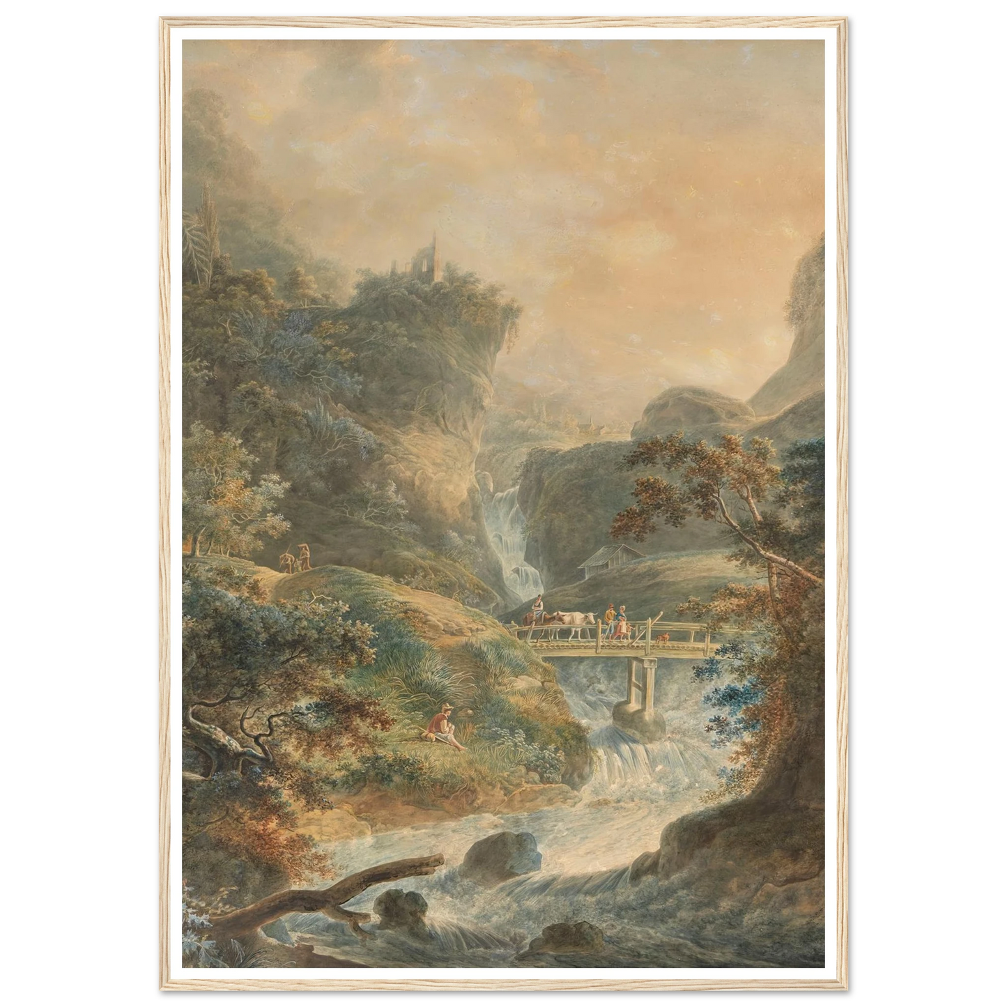 Landschaft mit reißendem Bach im Juragebirge (1790) Art Print | Peter Birmann - Framed Poster - 30x40 cm / 12x16″ - Black frame
