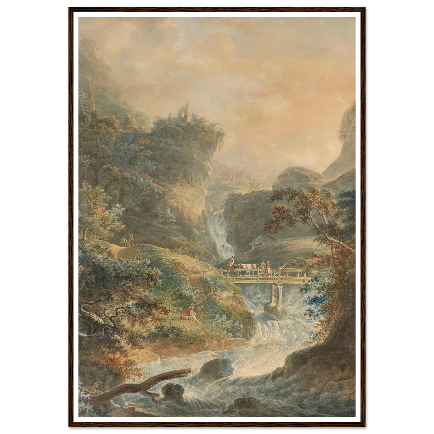 Landschaft mit reißendem Bach im Juragebirge (1790) Art Print | Peter Birmann - Framed Poster - 30x40 cm / 12x16″ - Black frame