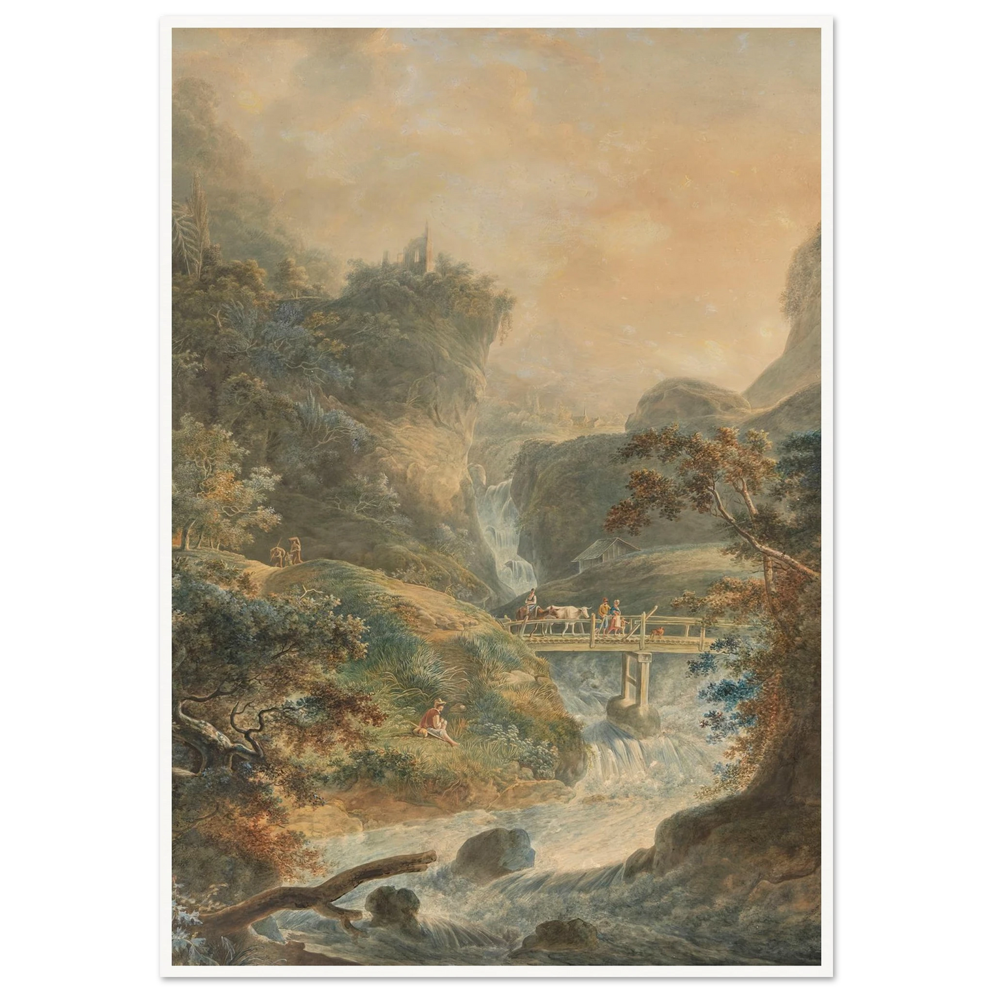 Landschaft mit reißendem Bach im Juragebirge (1790) Art Print | Peter Birmann - Framed Poster - 30x40 cm / 12x16″ - Black frame