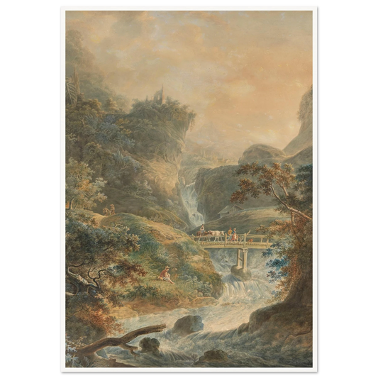 Landschaft mit reißendem Bach im Juragebirge (1790) Art Print | Peter Birmann - Framed Poster - 30x40 cm / 12x16″ - Black frame