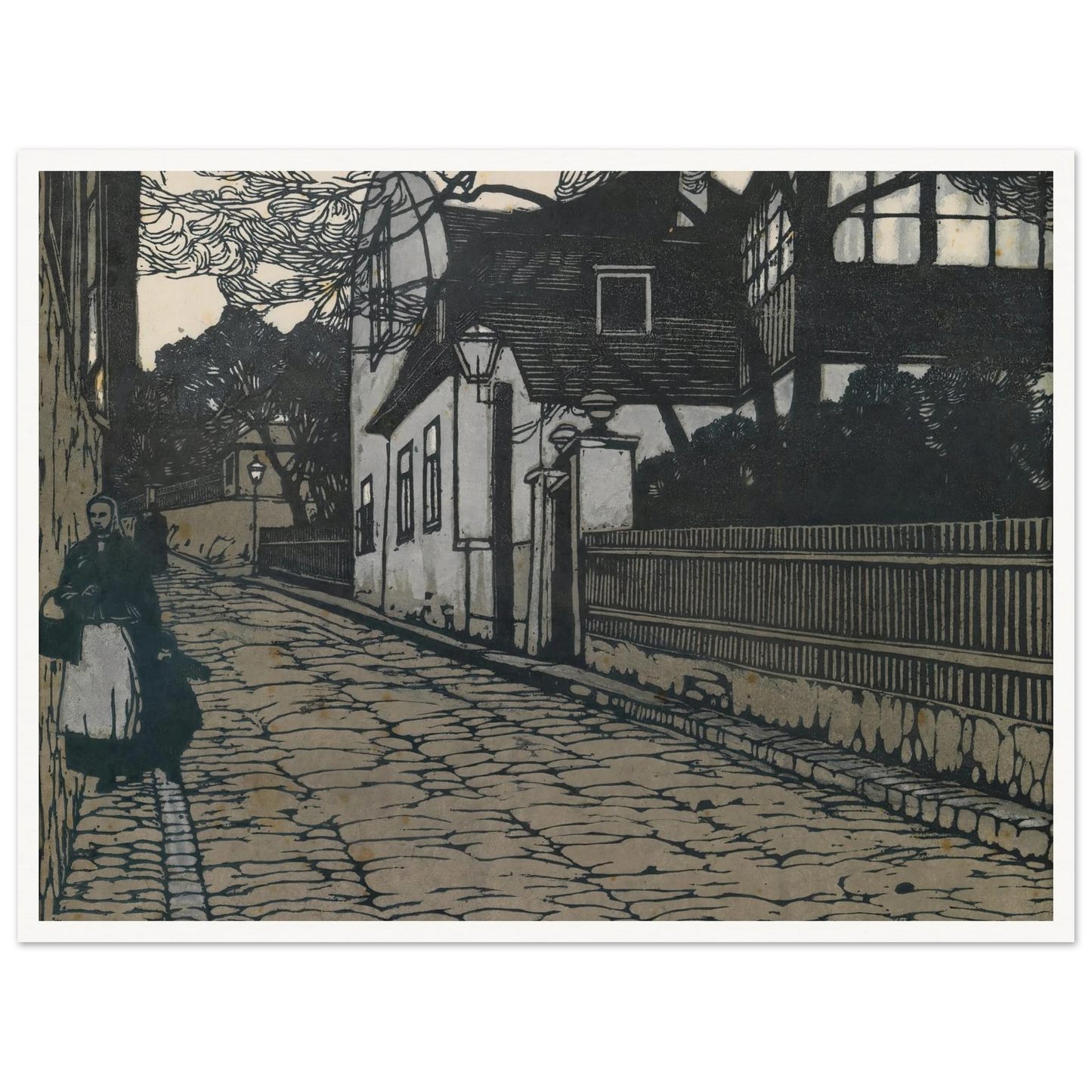 Landschaftsbild (Wien XIX., Hohe Warte) Art Print | Carl Moll - Framed Poster - 30x40 cm / 12x16″ - Black frame