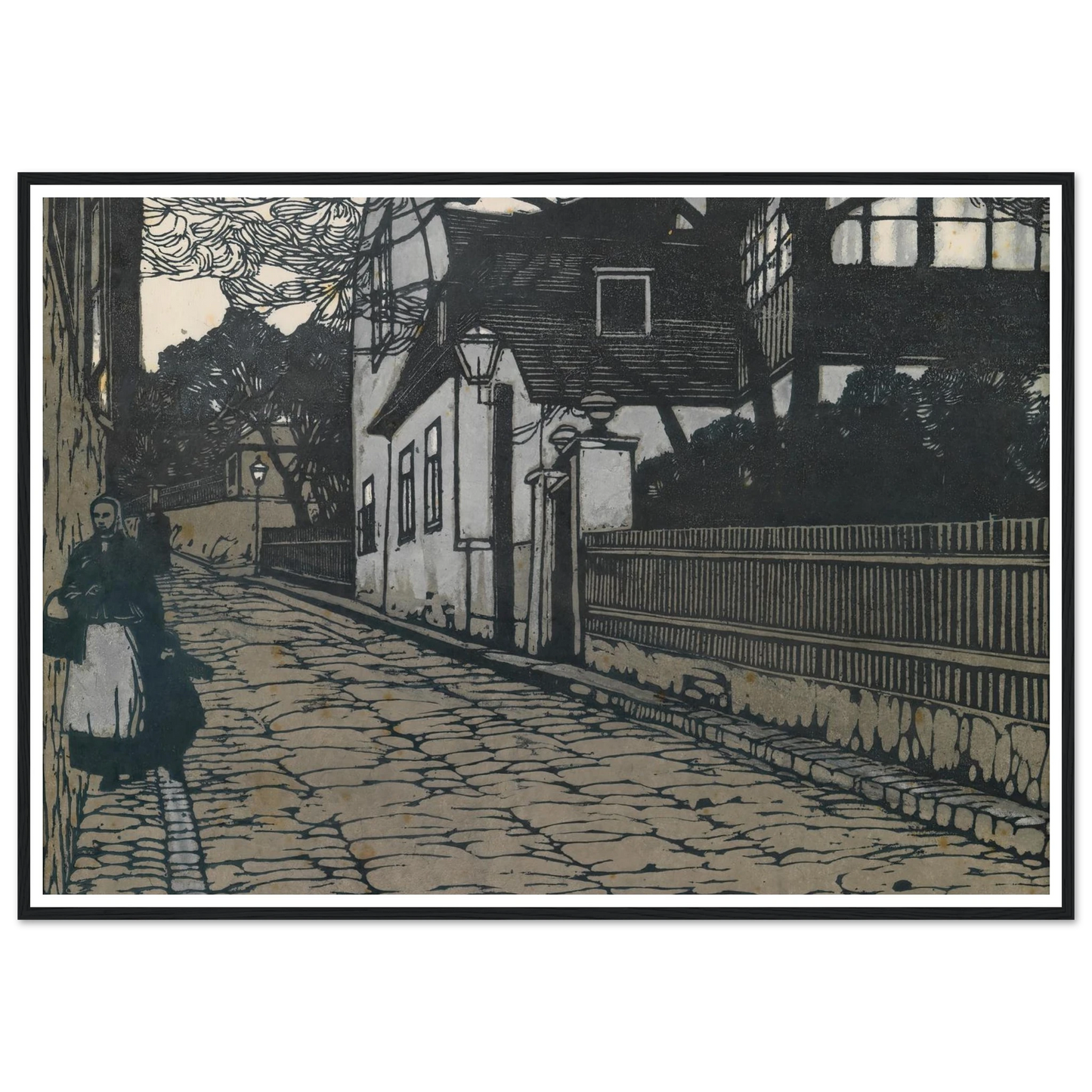 Landschaftsbild (Wien XIX., Hohe Warte) Art Print | Carl Moll - Framed Poster - 30x40 cm / 12x16″ - Black frame