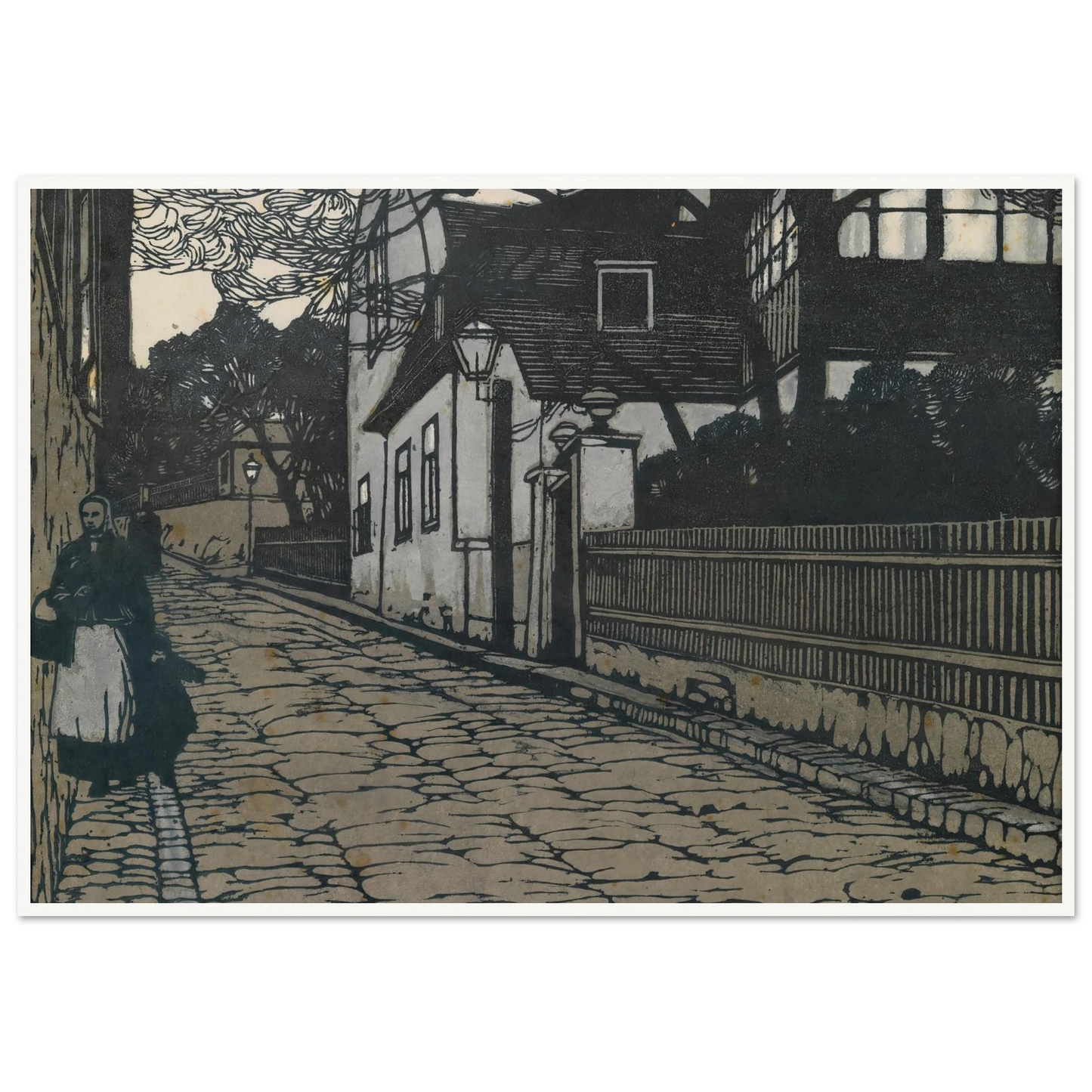 Landschaftsbild (Wien XIX., Hohe Warte) Art Print | Carl Moll - Framed Poster - 30x40 cm / 12x16″ - Black frame