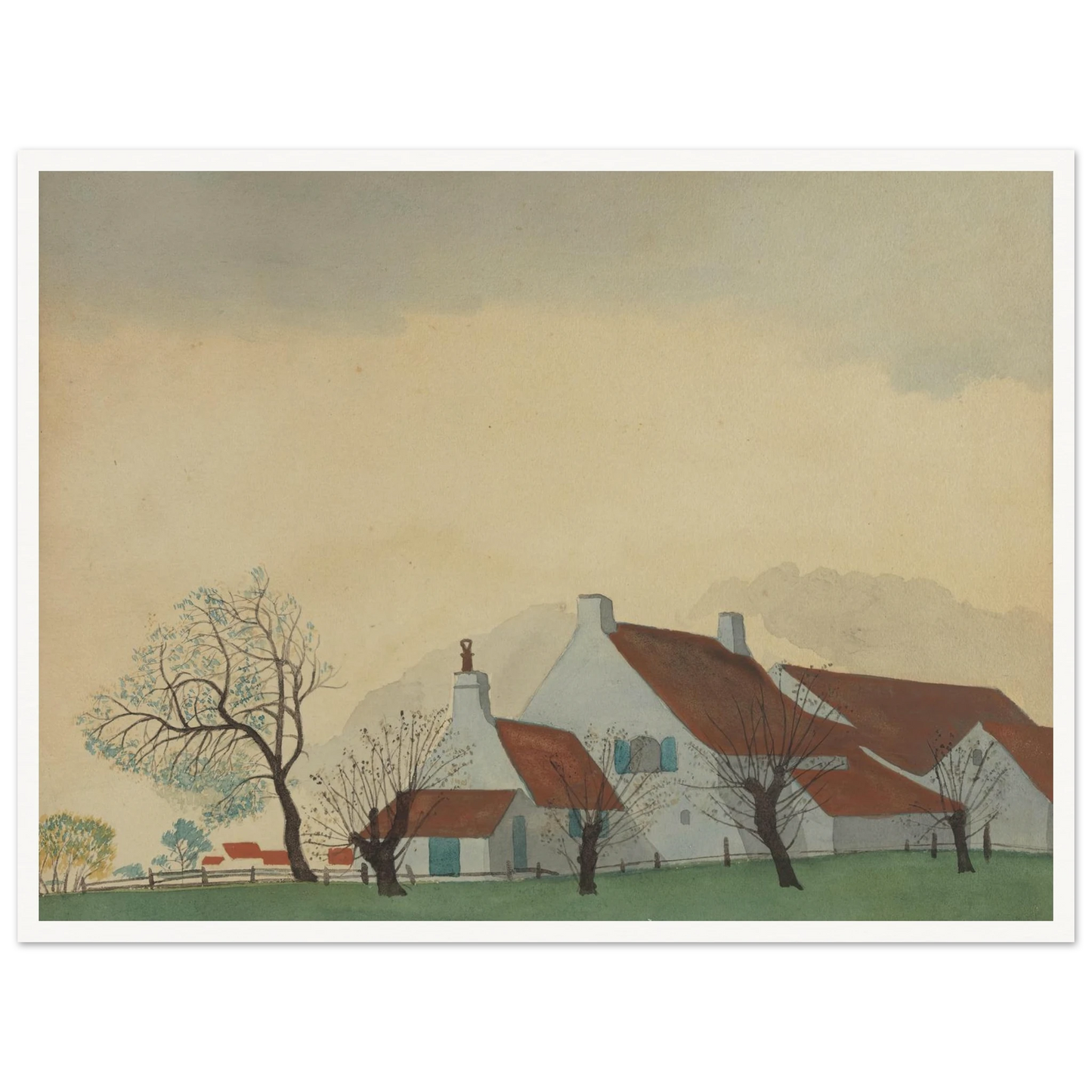 Landschap met hoeve (1930) Art Print | Leon Spilliaert - Framed Poster - 30x40 cm / 12x16″ - Black frame