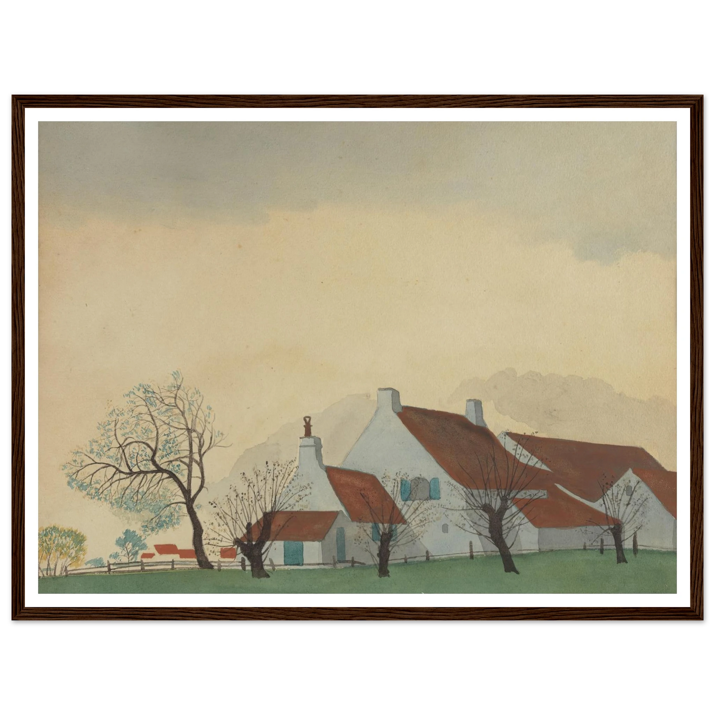 Landschap met hoeve (1930) Art Print | Leon Spilliaert - Framed Poster - 30x40 cm / 12x16″ - Black frame