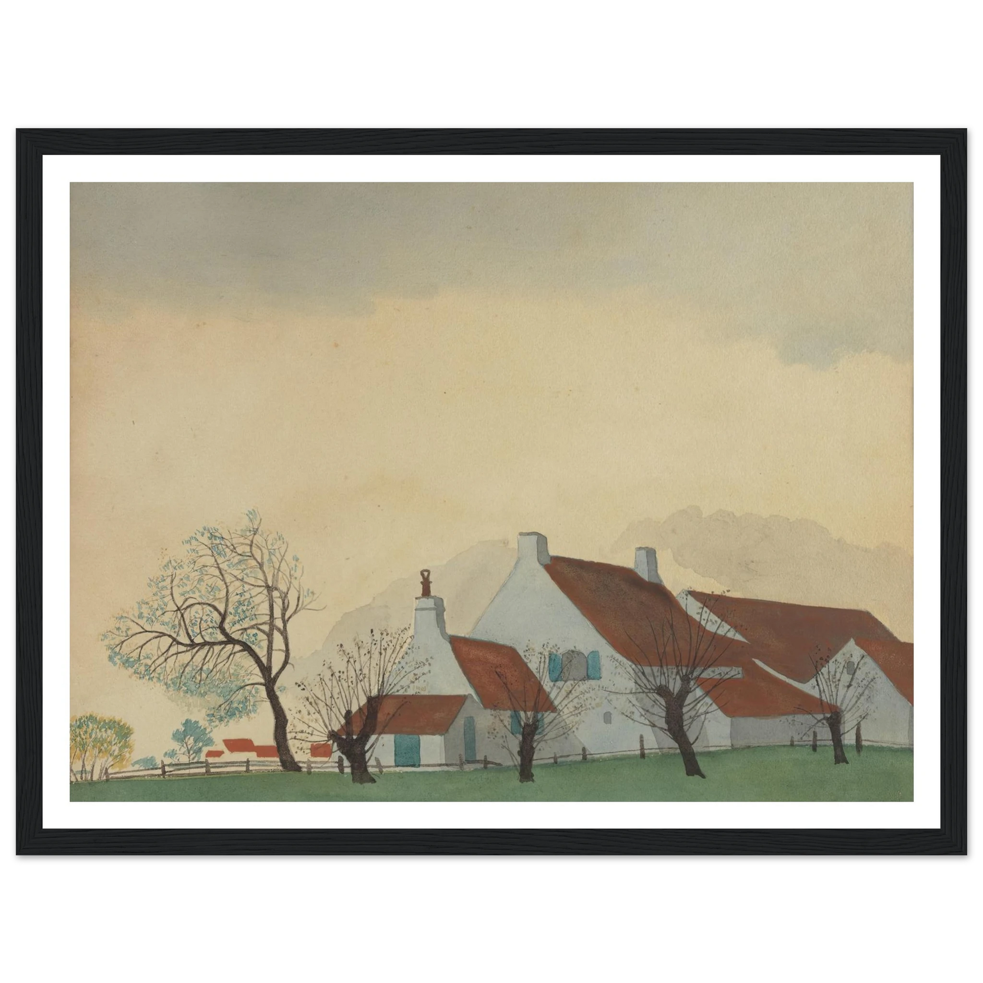 Landschap met hoeve (1930) Art Print | Leon Spilliaert - Framed Poster - 30x40 cm / 12x16″ - Black frame