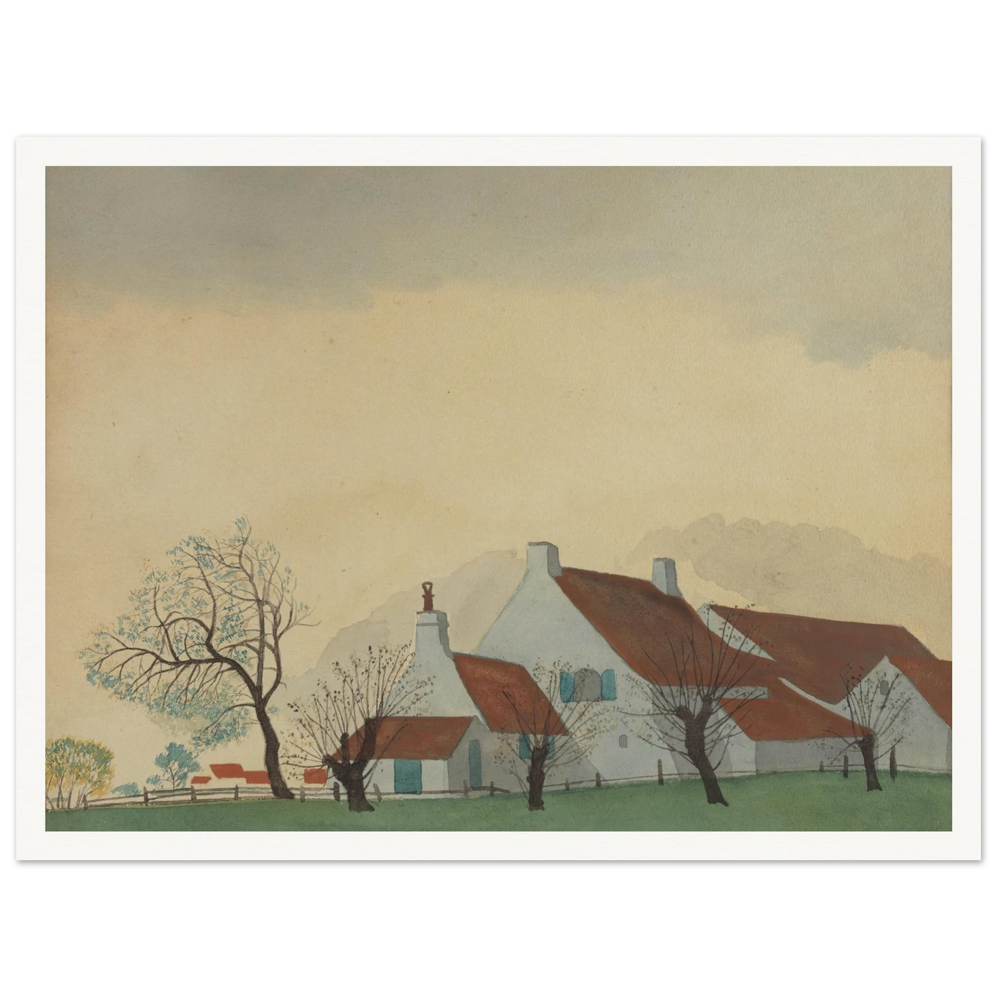 Landschap met hoeve (1930) Art Print | Leon Spilliaert - Framed Poster - 30x40 cm / 12x16″ - Black frame