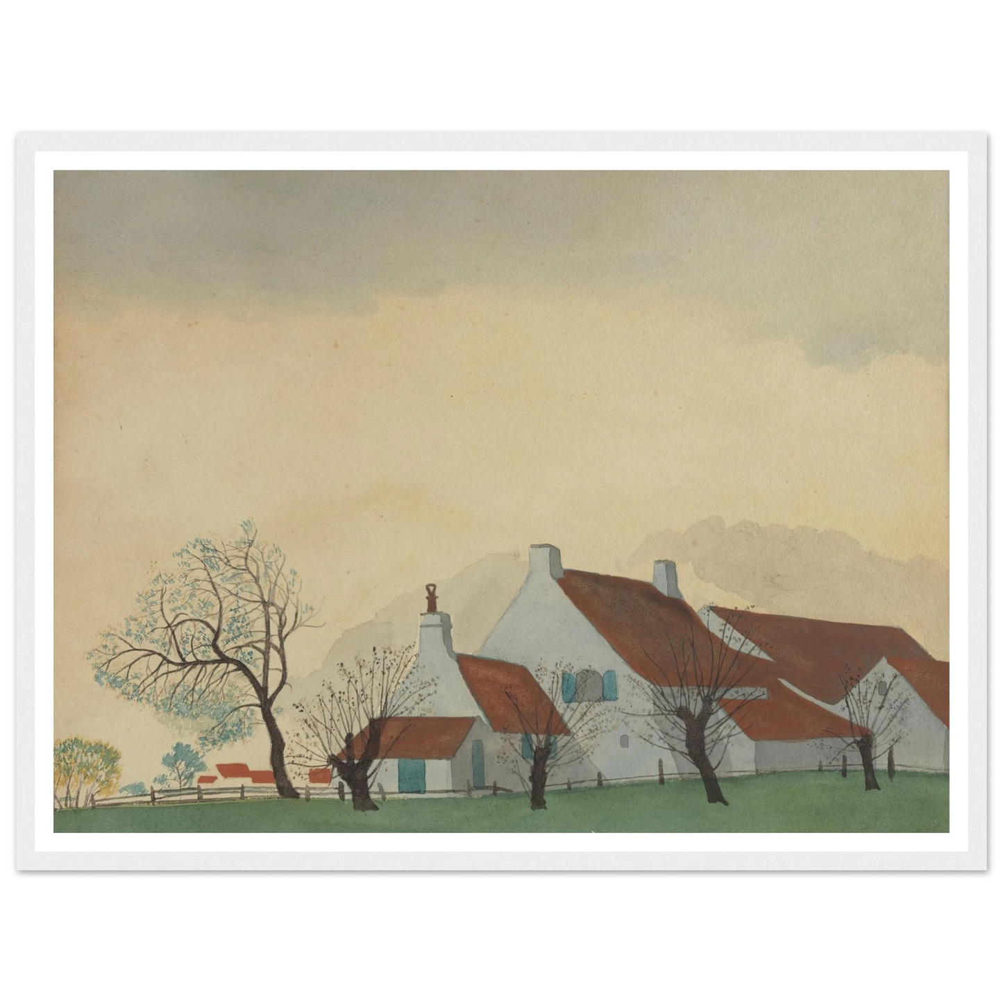 Landschap met hoeve (1930) Art Print | Leon Spilliaert - Framed Poster - 30x40 cm / 12x16″ - Black frame