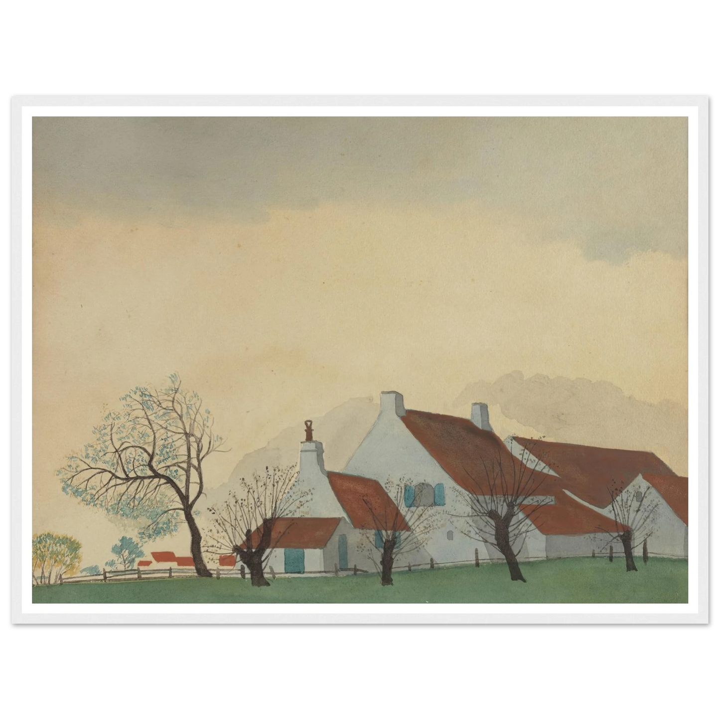 Landschap met hoeve (1930) Art Print | Leon Spilliaert - Framed Poster - 30x40 cm / 12x16″ - Black frame