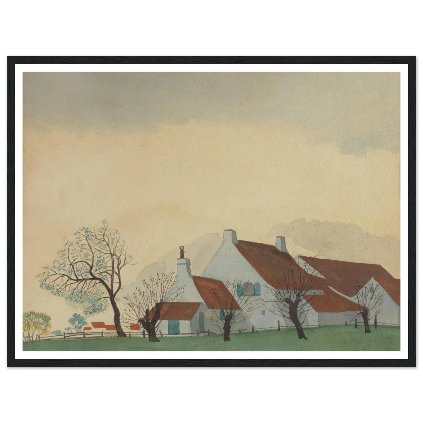 Landschap met hoeve (1930) Art Print | Leon Spilliaert - Framed Poster - 30x40 cm / 12x16″ - Black frame