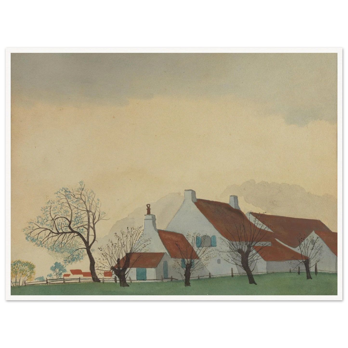 Landschap met hoeve (1930) Art Print | Leon Spilliaert - Framed Poster - 30x40 cm / 12x16″ - Black frame