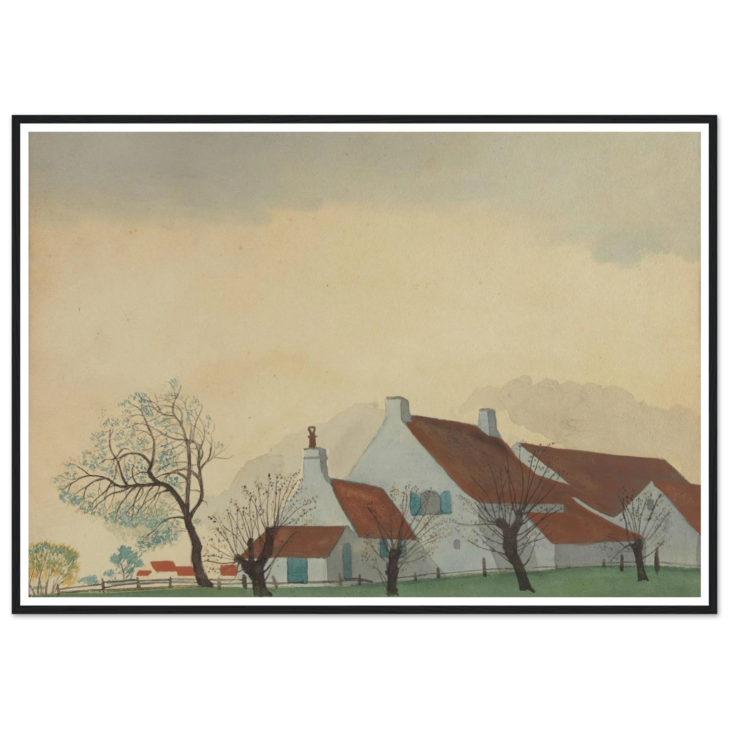 Landschap met hoeve (1930) Art Print | Leon Spilliaert - Framed Poster - 30x40 cm / 12x16″ - Black frame
