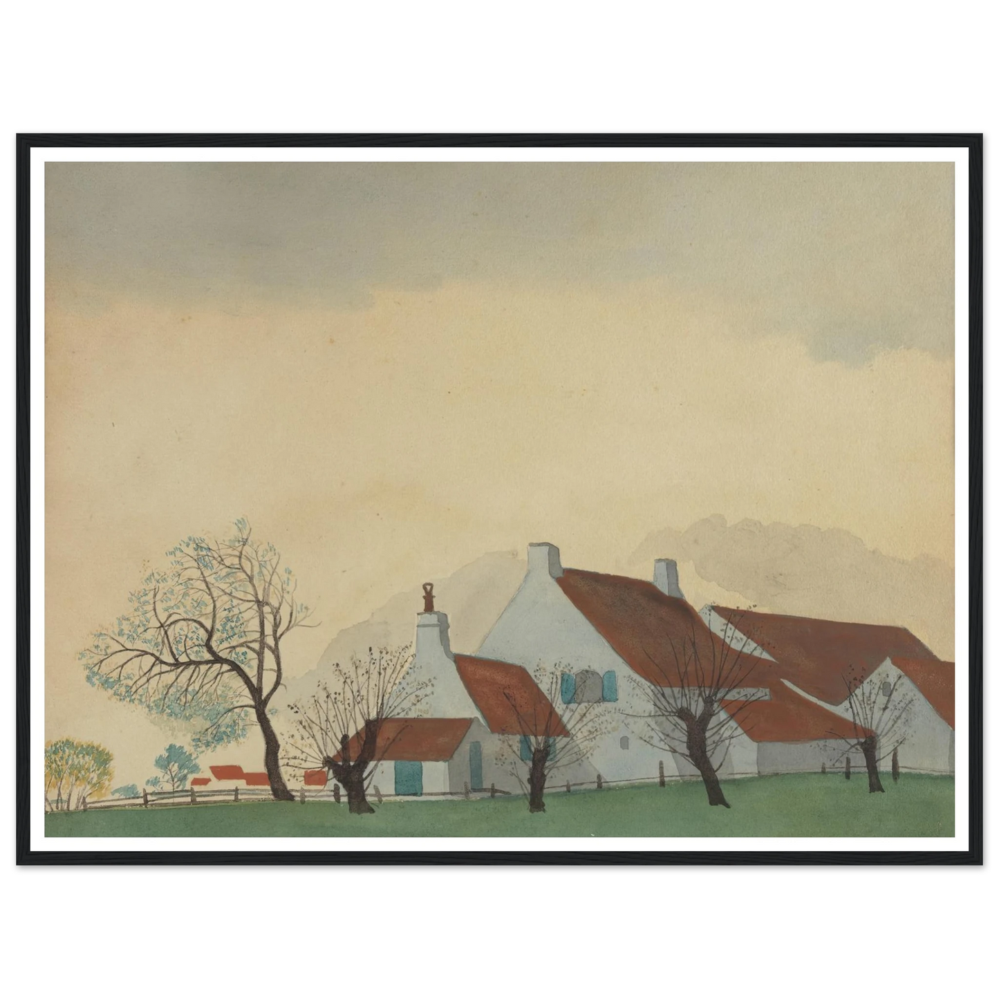 Landschap met hoeve (1930) Art Print | Leon Spilliaert - Framed Poster - 30x40 cm / 12x16″ - Black frame