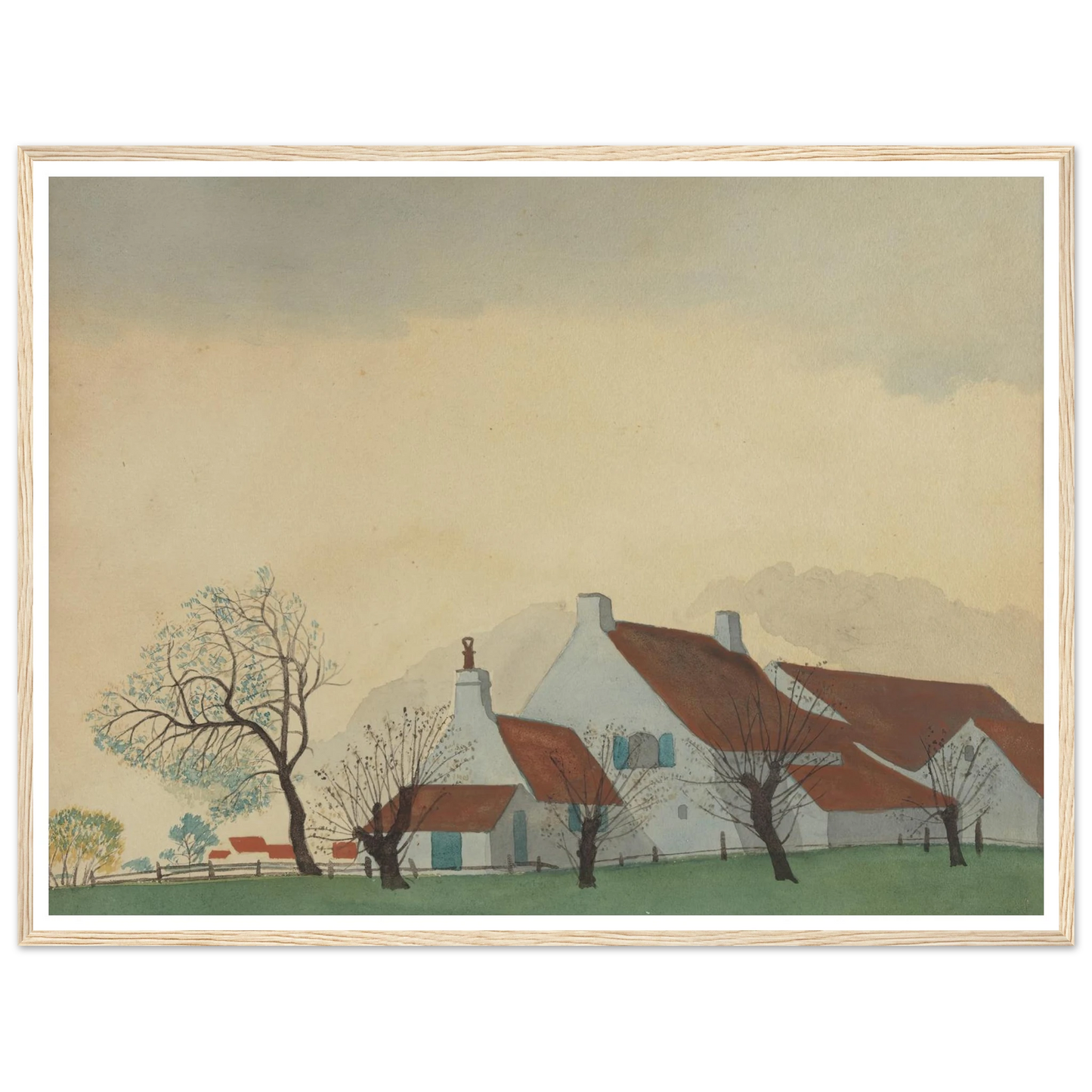 Landschap met hoeve (1930) Art Print | Leon Spilliaert - Framed Poster - 30x40 cm / 12x16″ - Black frame