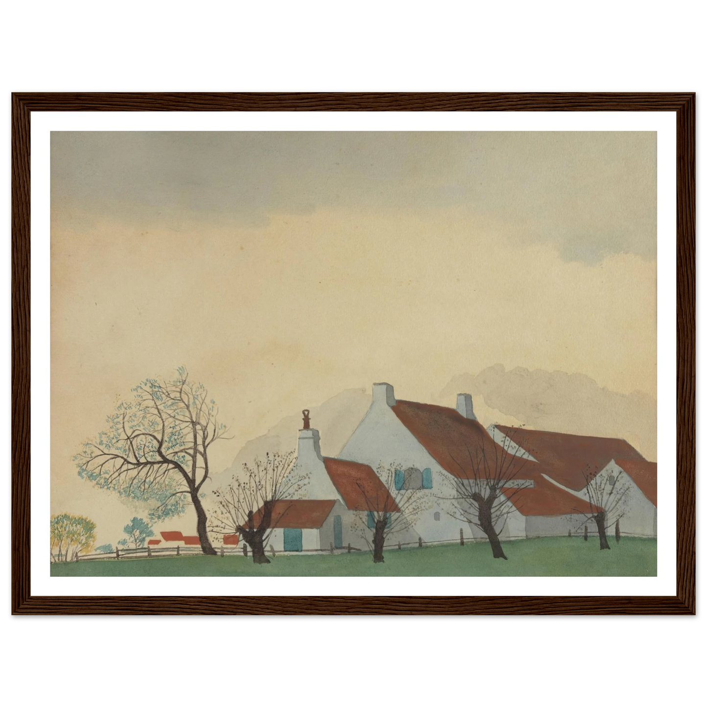 Landschap met hoeve (1930) Art Print | Leon Spilliaert - Framed Poster - 30x40 cm / 12x16″ - Black frame