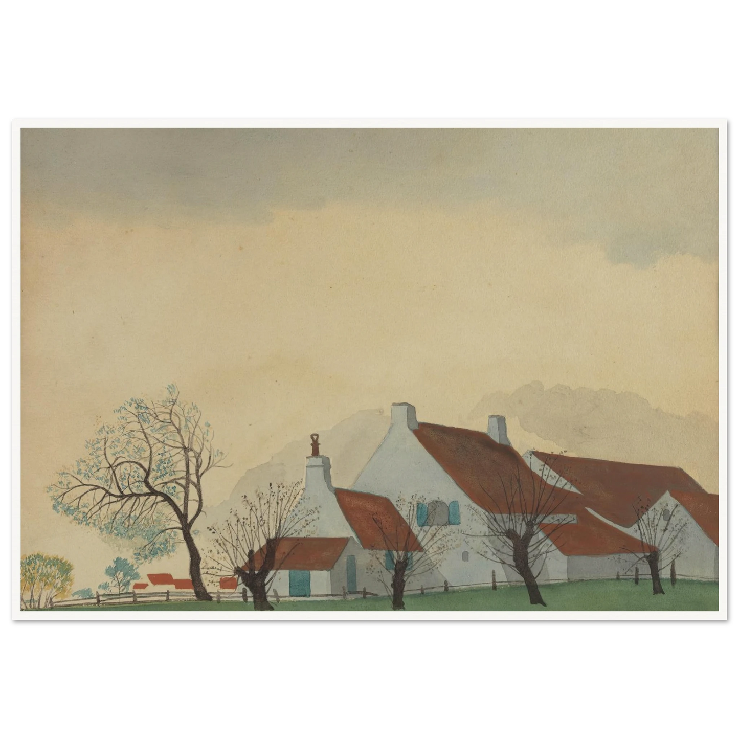 Landschap met hoeve (1930) Art Print | Leon Spilliaert - Framed Poster - 30x40 cm / 12x16″ - Black frame