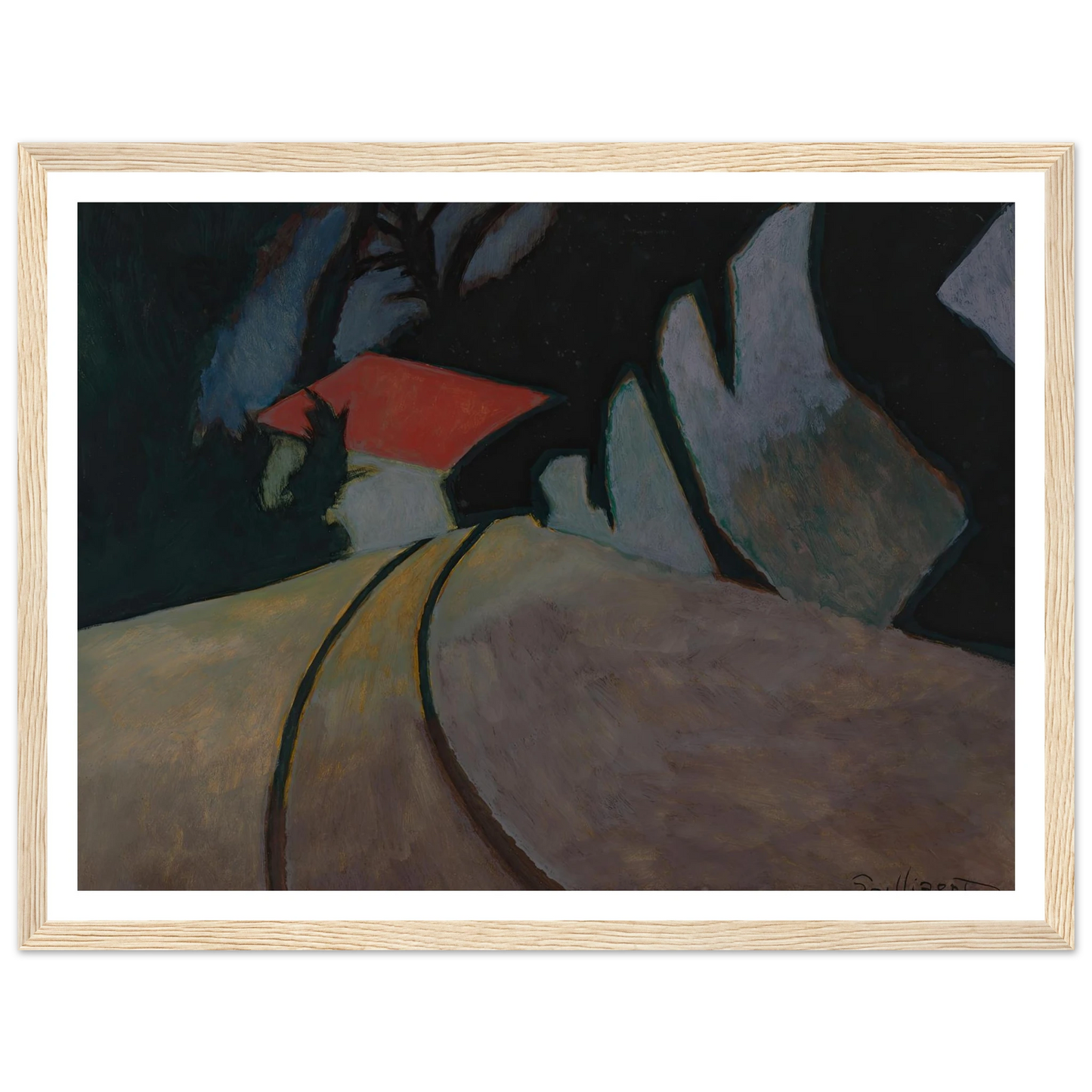 Landschap met rode dak (1926) Art Print | Leon Spilliaert - Framed Poster - 30x40 cm / 12x16″ - Black frame