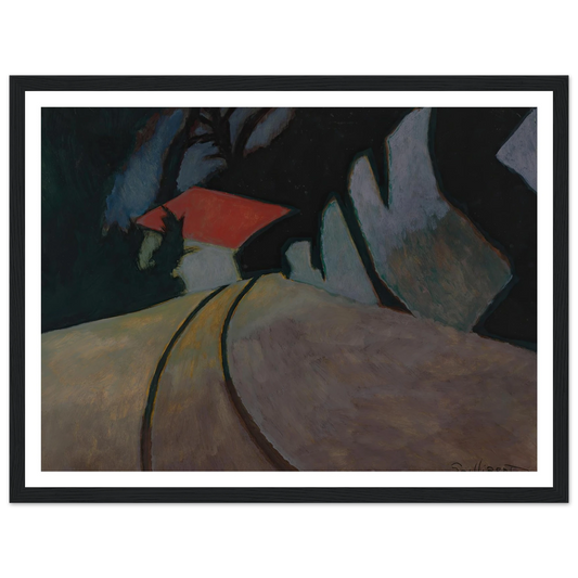 Landschap met rode dak (1926) Art Print | Leon Spilliaert - Framed Poster - 30x40 cm / 12x16″ - Black frame