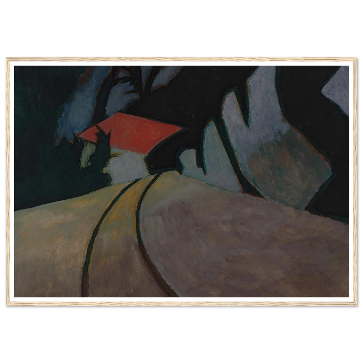 Landschap met rode dak (1926) Art Print | Leon Spilliaert - Framed Poster - 30x40 cm / 12x16″ - Black frame