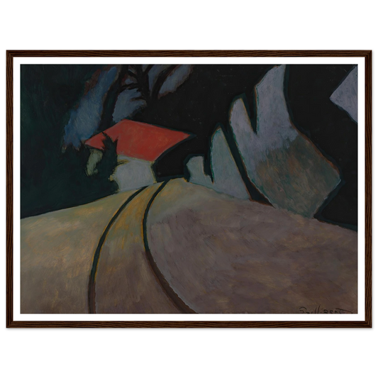 Landschap met rode dak (1926) Art Print | Leon Spilliaert - Framed Poster - 30x40 cm / 12x16″ - Black frame