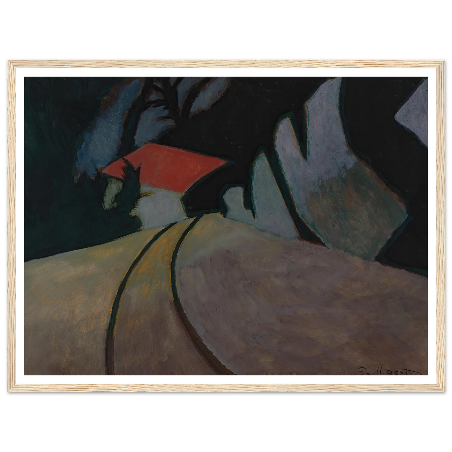 Landschap met rode dak (1926) Art Print | Leon Spilliaert - Framed Poster - 30x40 cm / 12x16″ - Black frame