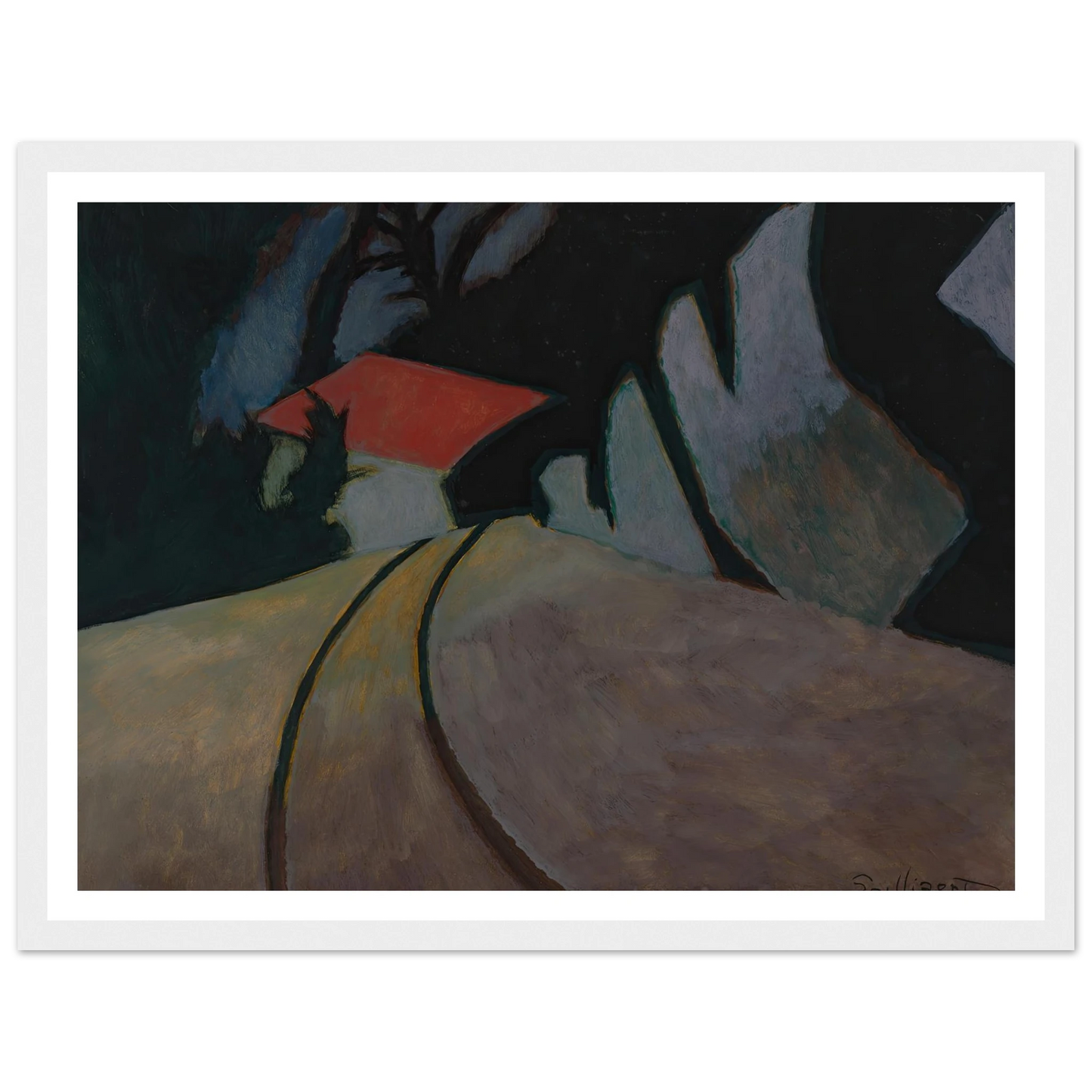 Landschap met rode dak (1926) Art Print | Leon Spilliaert - Framed Poster - 30x40 cm / 12x16″ - Black frame