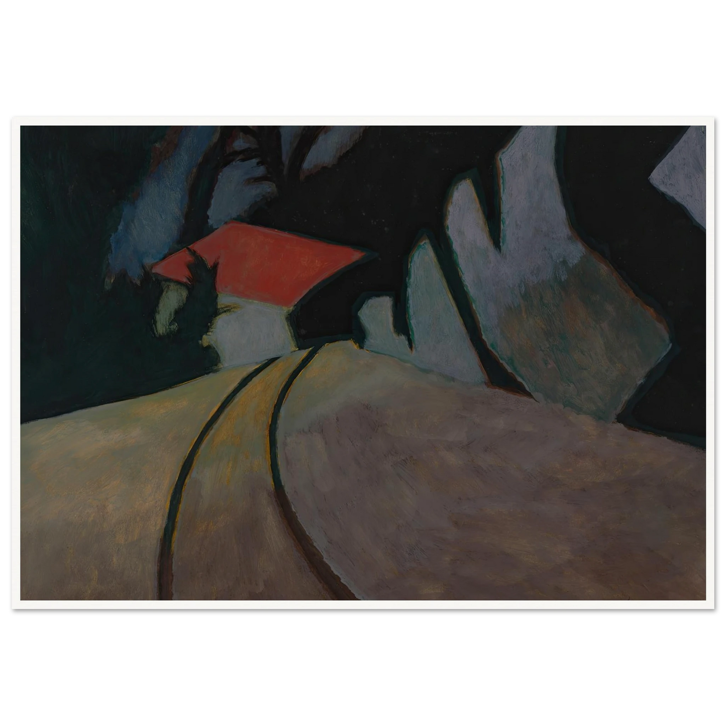 Landschap met rode dak (1926) Art Print | Leon Spilliaert - Framed Poster - 30x40 cm / 12x16″ - Black frame