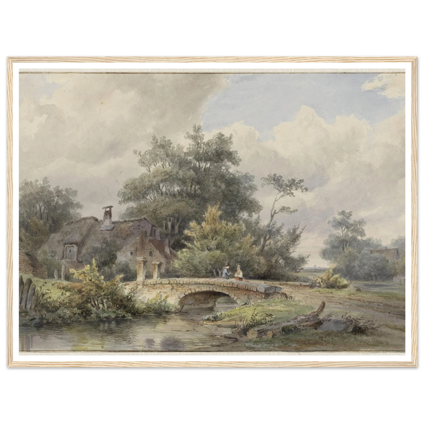 Landschap met stenen brug bij een huis (1813 - 1862) Art Print | Barend Cornelis Koekkoek - Framed Poster - 30x40 cm / 12x16″ - Black frame