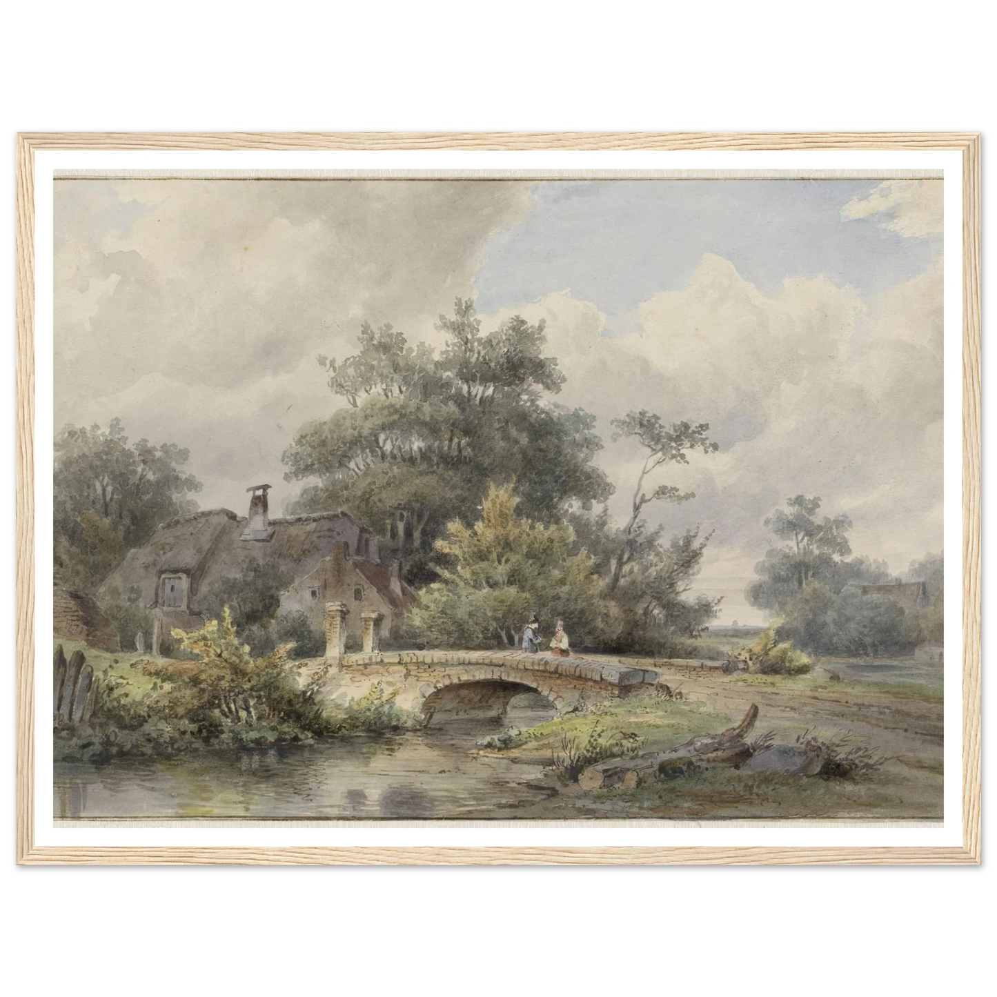 Landschap met stenen brug bij een huis (1813 - 1862) Art Print | Barend Cornelis Koekkoek - Framed Poster - 30x40 cm / 12x16″ - Black frame