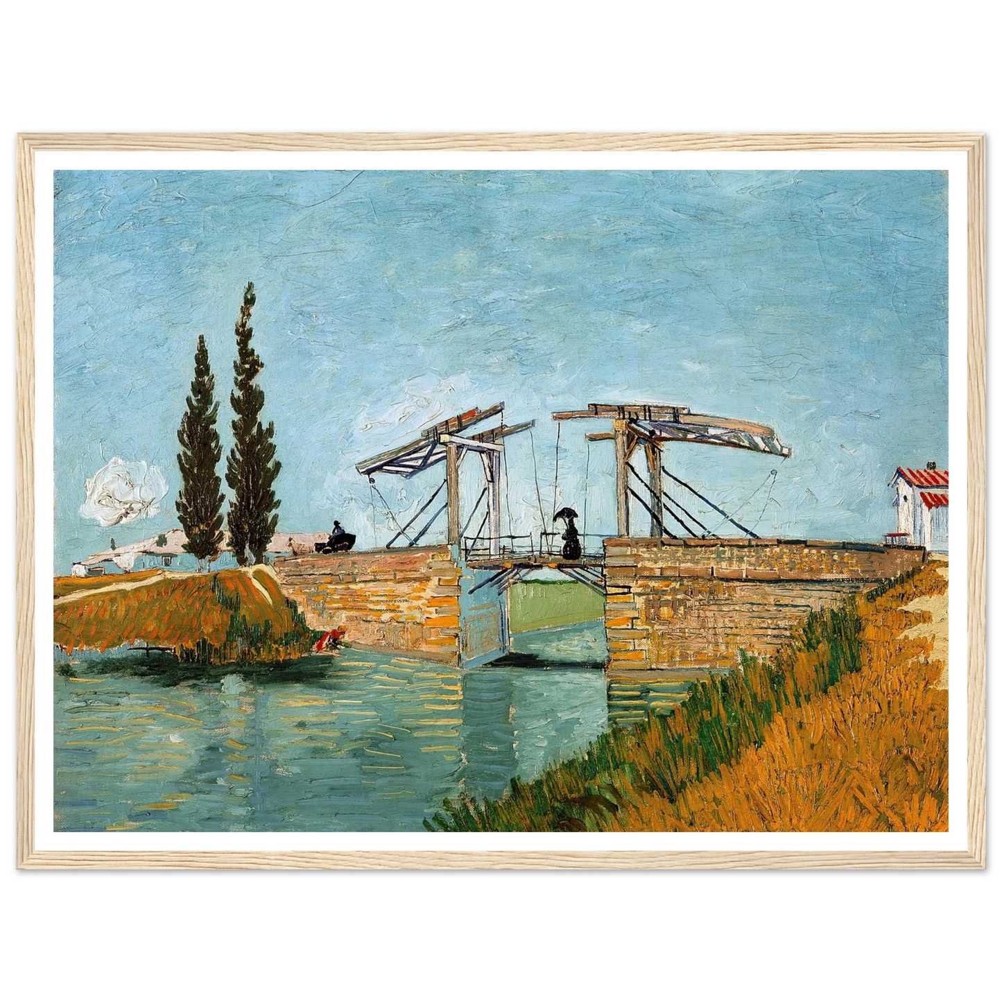 Langlois Bridge at Arles (1888) Art Print | Vincent van Gogh - Framed Poster - 30x40 cm / 12x16″ - Black frame