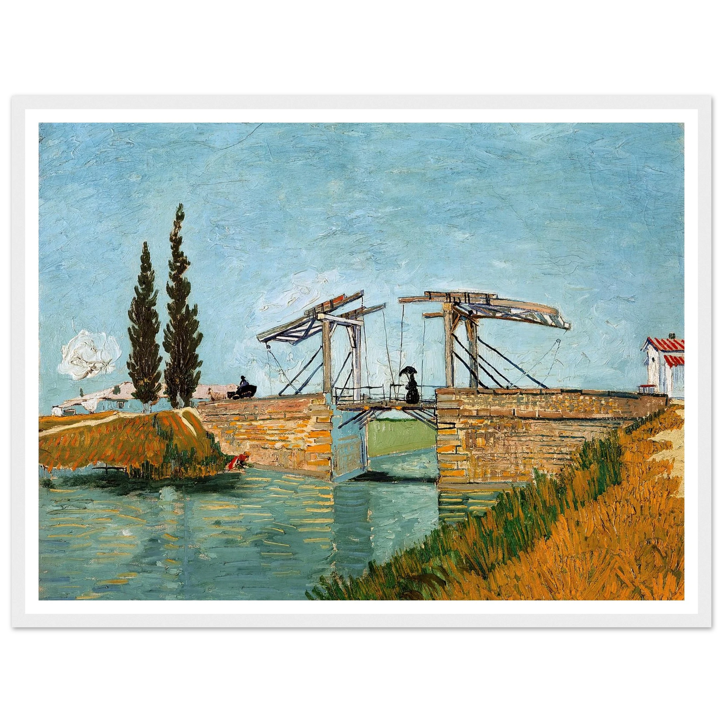 Langlois Bridge at Arles (1888) Art Print | Vincent van Gogh - Framed Poster - 30x40 cm / 12x16″ - Black frame