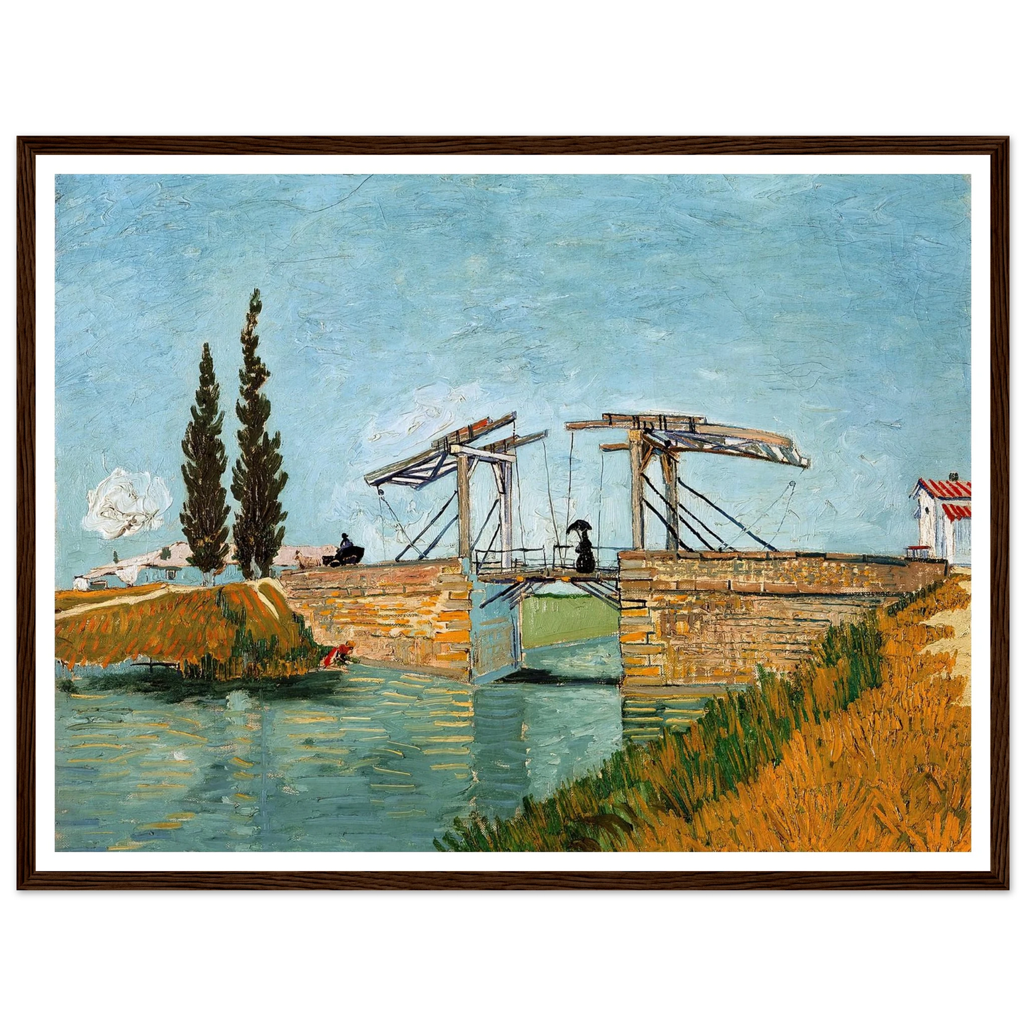 Langlois Bridge at Arles (1888) Art Print | Vincent van Gogh - Framed Poster - 30x40 cm / 12x16″ - Black frame