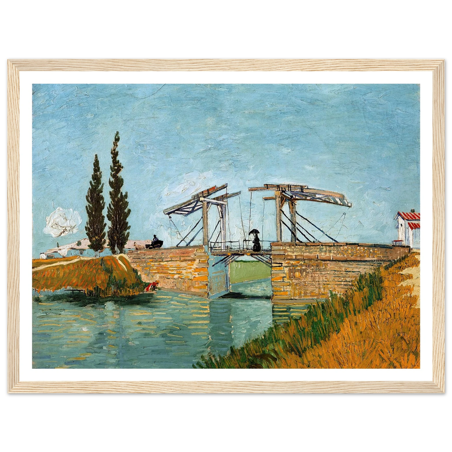 Langlois Bridge at Arles (1888) Art Print | Vincent van Gogh - Framed Poster - 30x40 cm / 12x16″ - Black frame