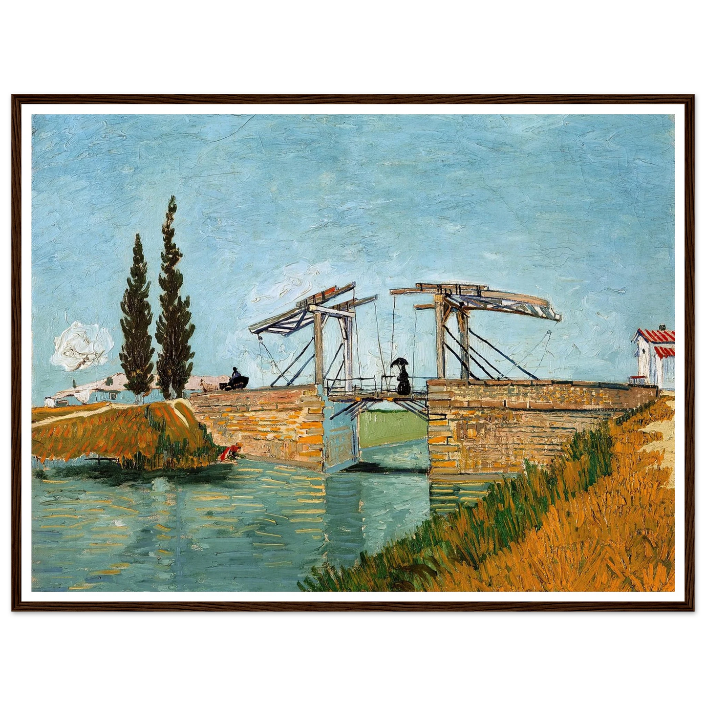 Langlois Bridge at Arles (1888) Art Print | Vincent van Gogh - Framed Poster - 30x40 cm / 12x16″ - Black frame